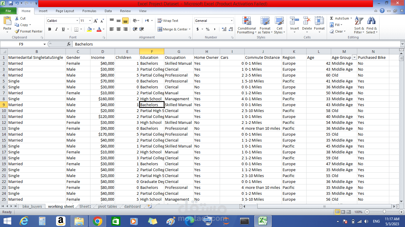 مشروع تحليل بيانات Excel
