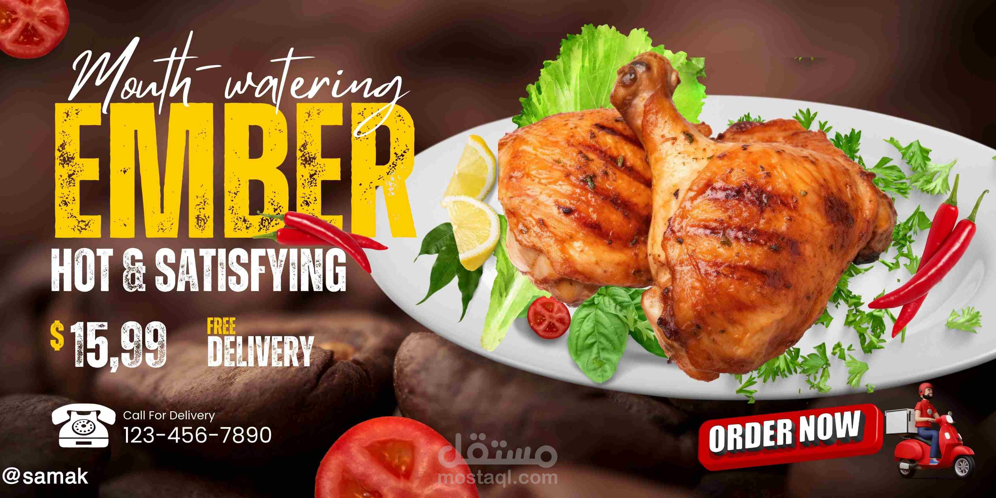 Design of a poster for a grill restaurant