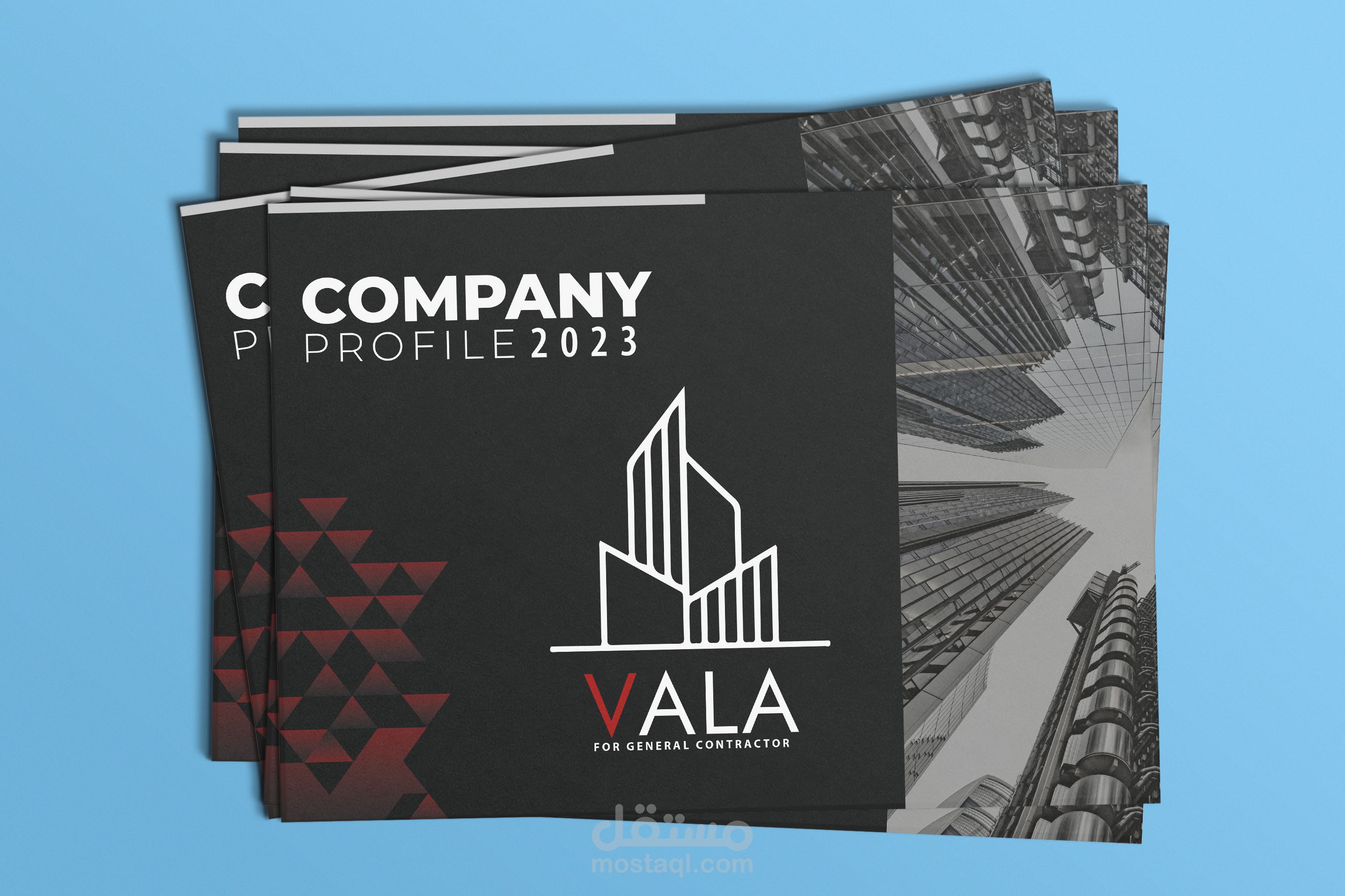 تصميم بروفايل احترافي لشركة مقاولات بالغتين العربية و الانجليزية .