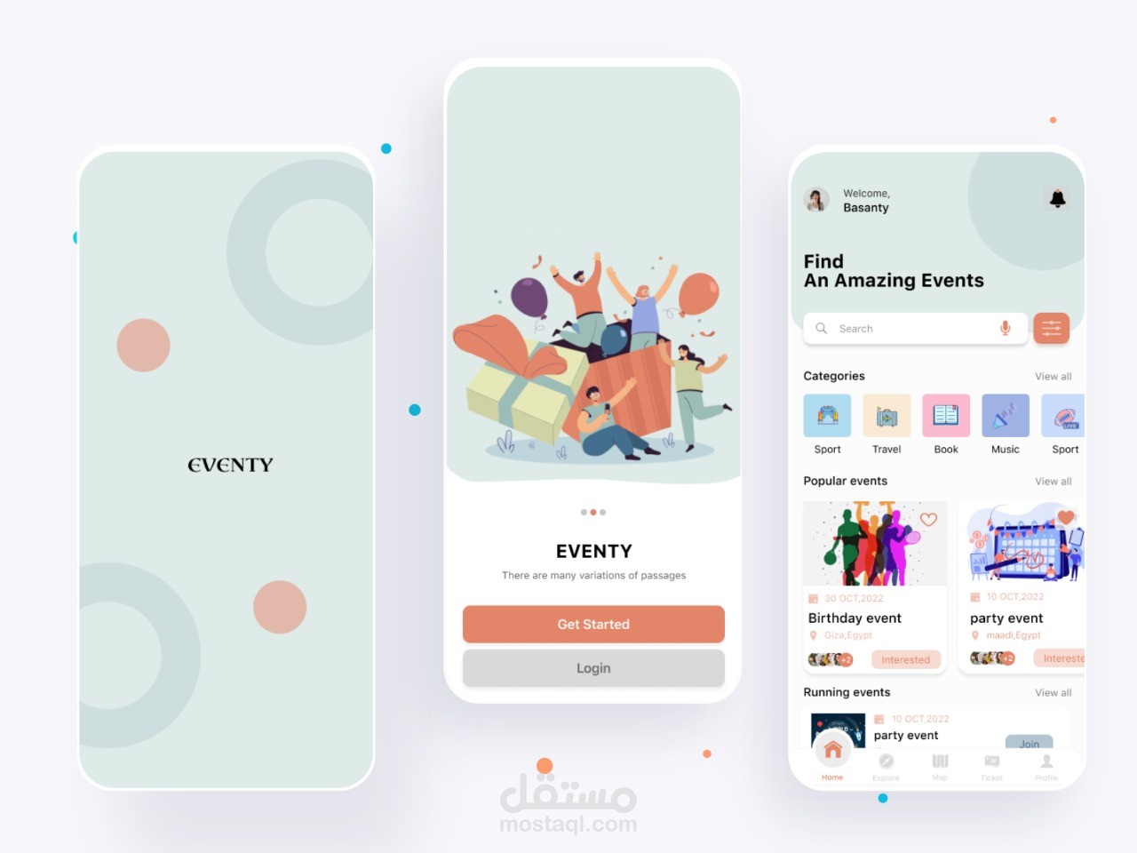 تصميم تطبيق Eventy لتنظيم الـ Events والمناسبات | مستقل