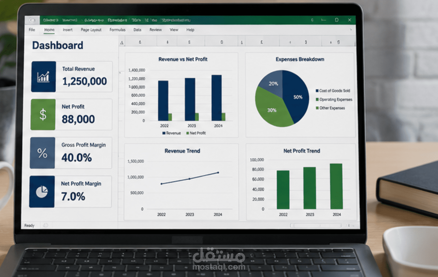 تصميم ملفات Excel احترافية للمحاسبة والتقارير المالية