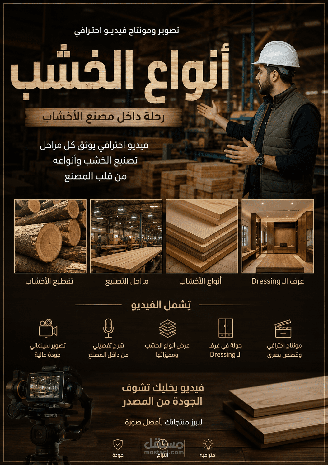 تصوير ومونتاج فيديو لانواع الخشب