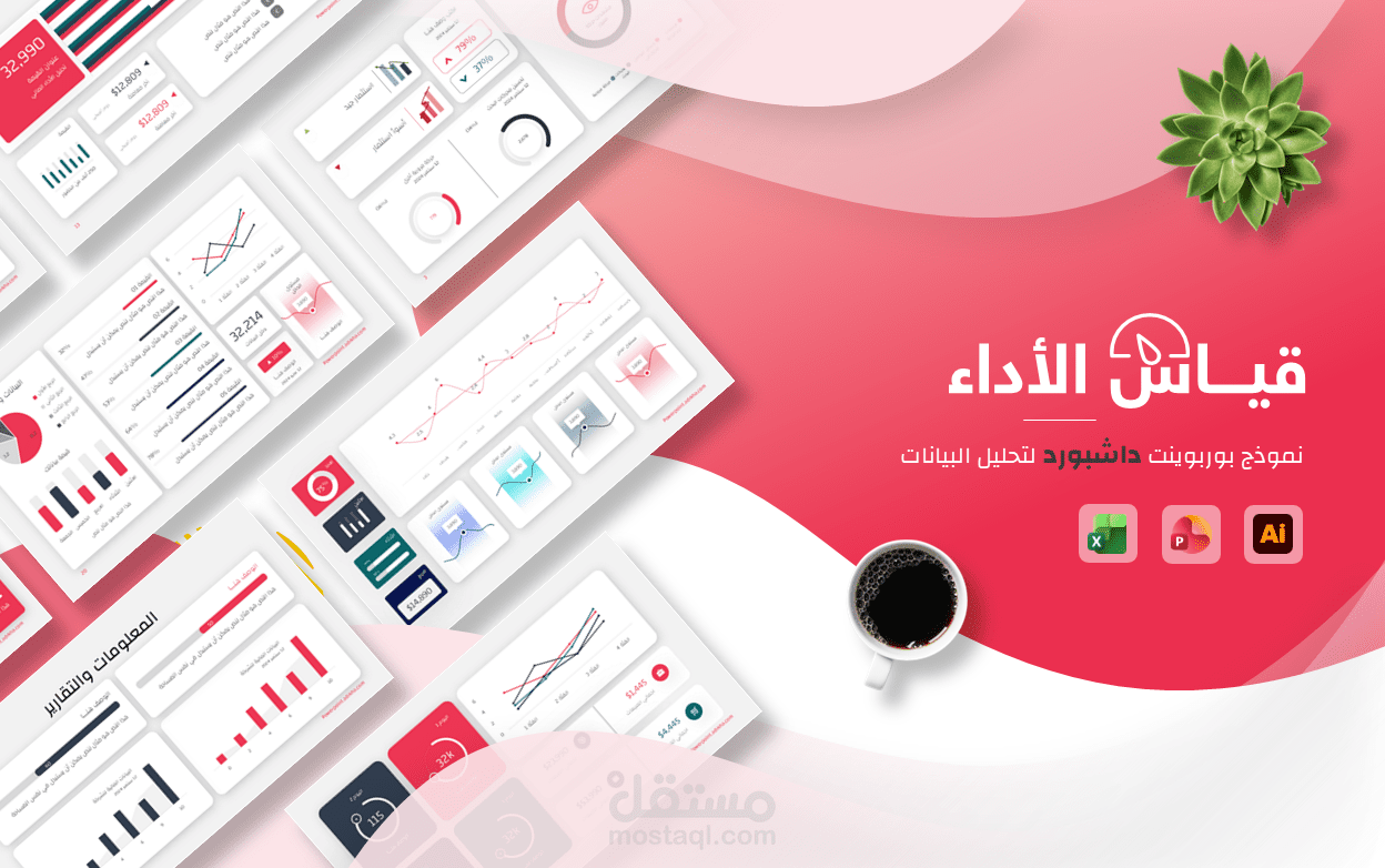 قالب بوربوينت احترافي لقياس وتحليل مؤشرات الأداء KPI