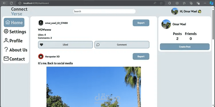 لوحة معلومات وسائل التواصل الاجتماعي Connect Verse