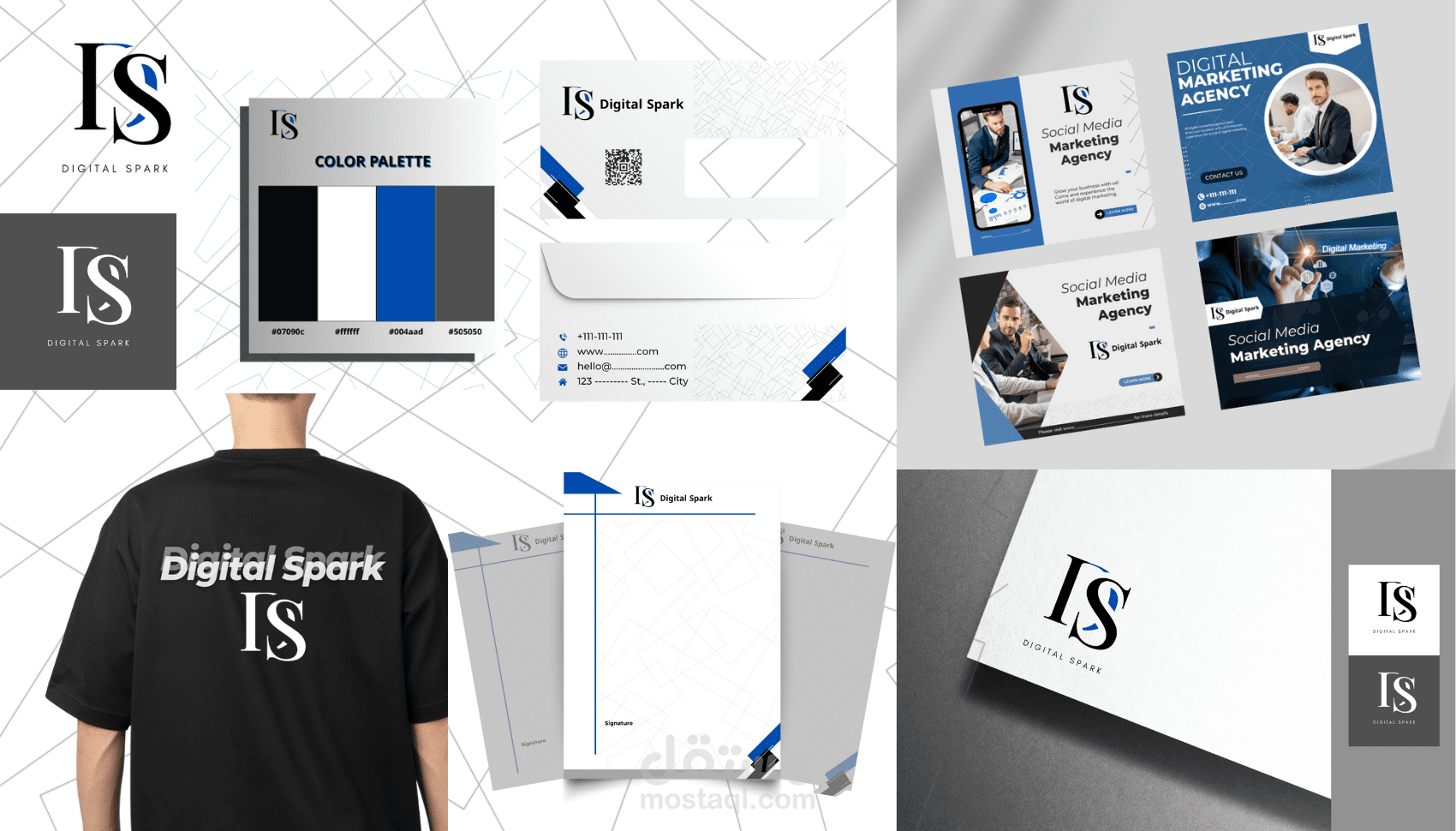 تصميم هوية بصرية احترافية لشركة Digital Spark للتسويق الرقمى