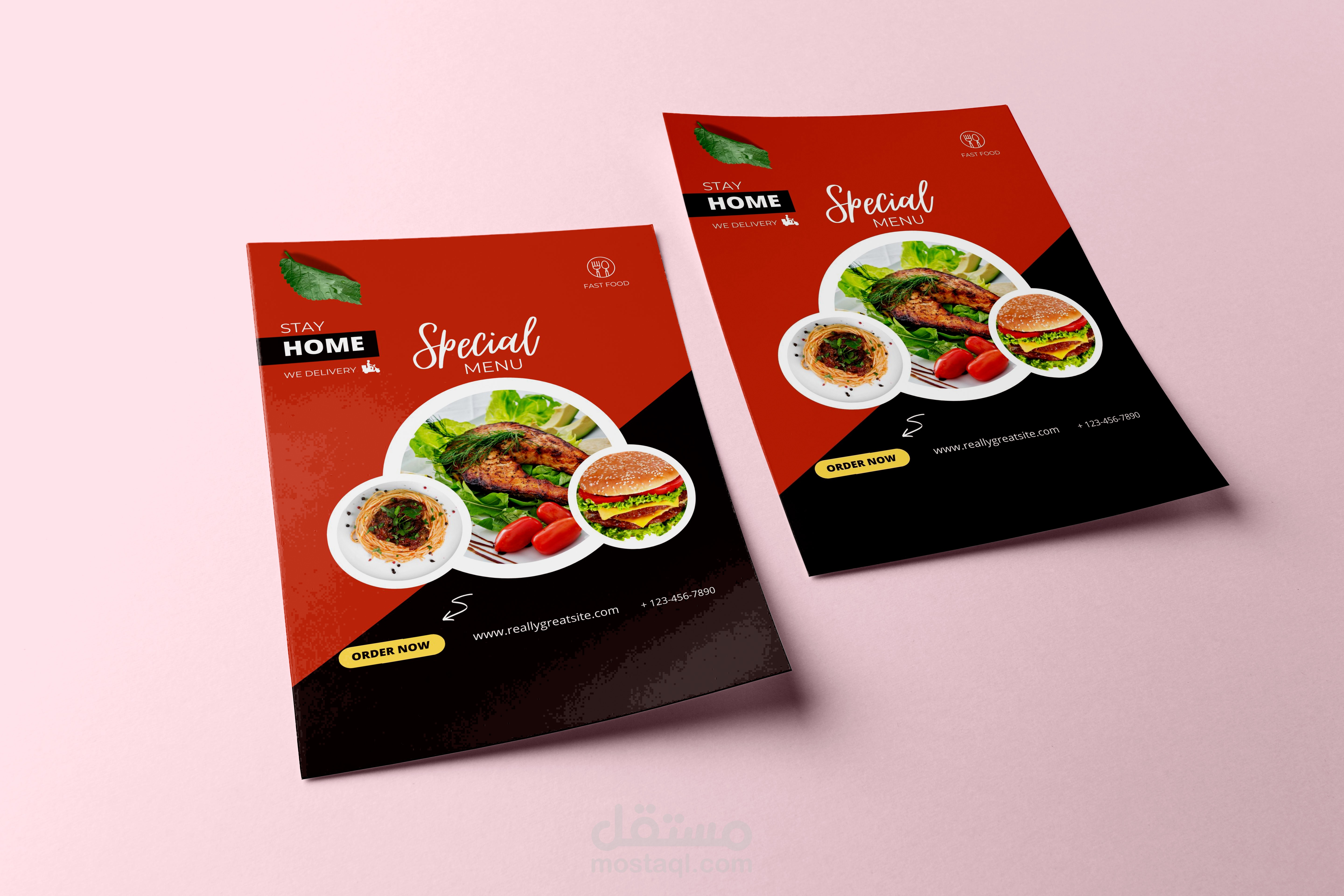 تصميم فلاير و رول أب و منيو