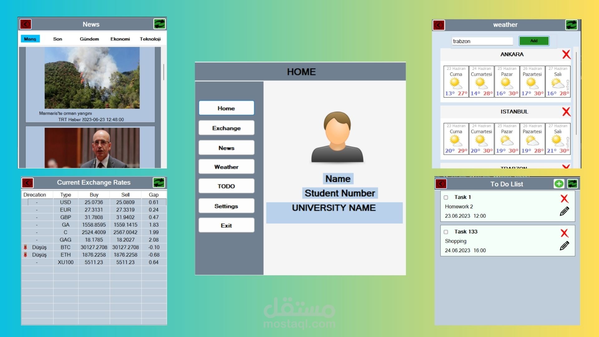 تطبيق سطح مكتب Desktop شامل لاسعار العملات و حالة الطقس عن طريق api و firebase بلغة #C