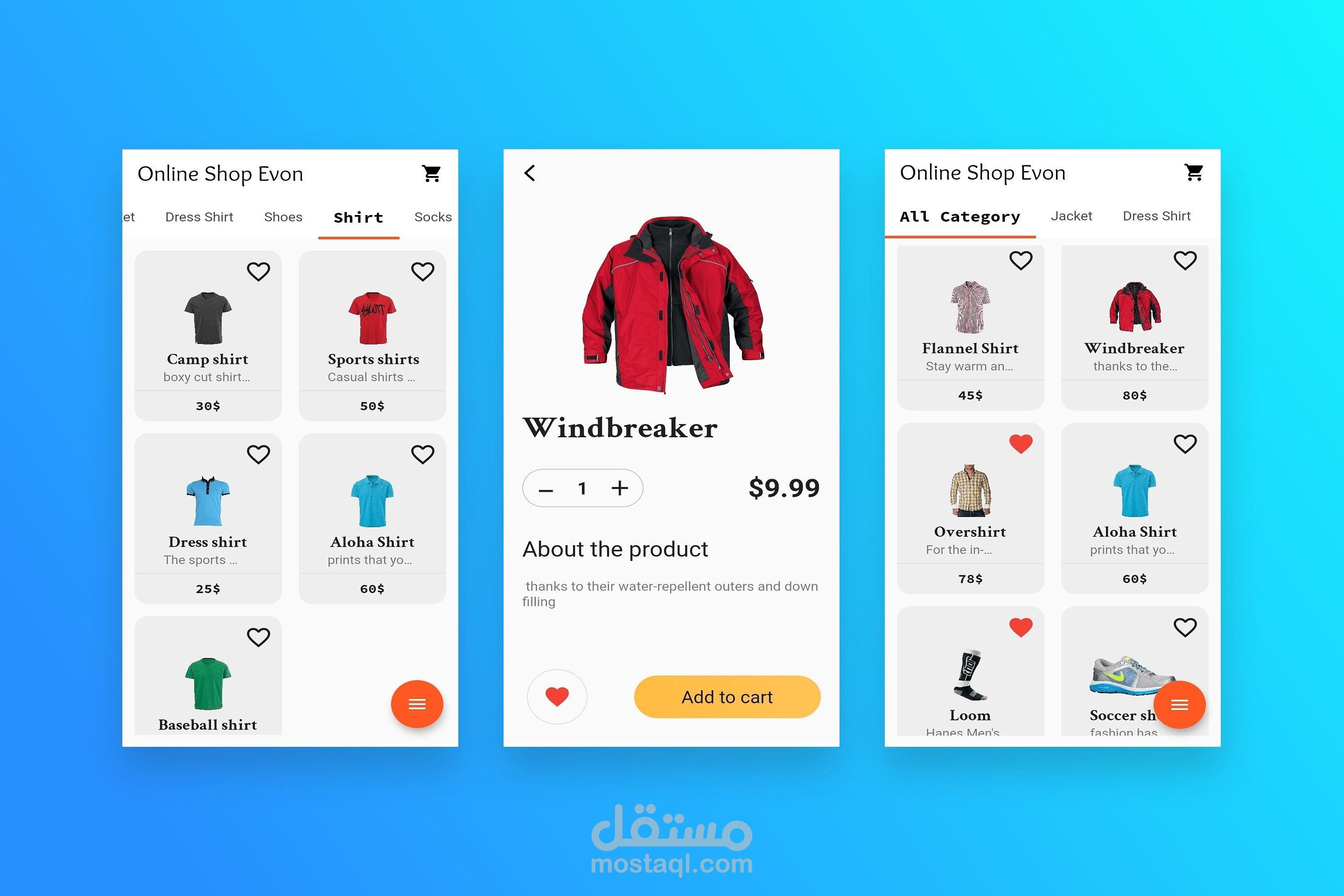 E-commerce shopping app using rest API