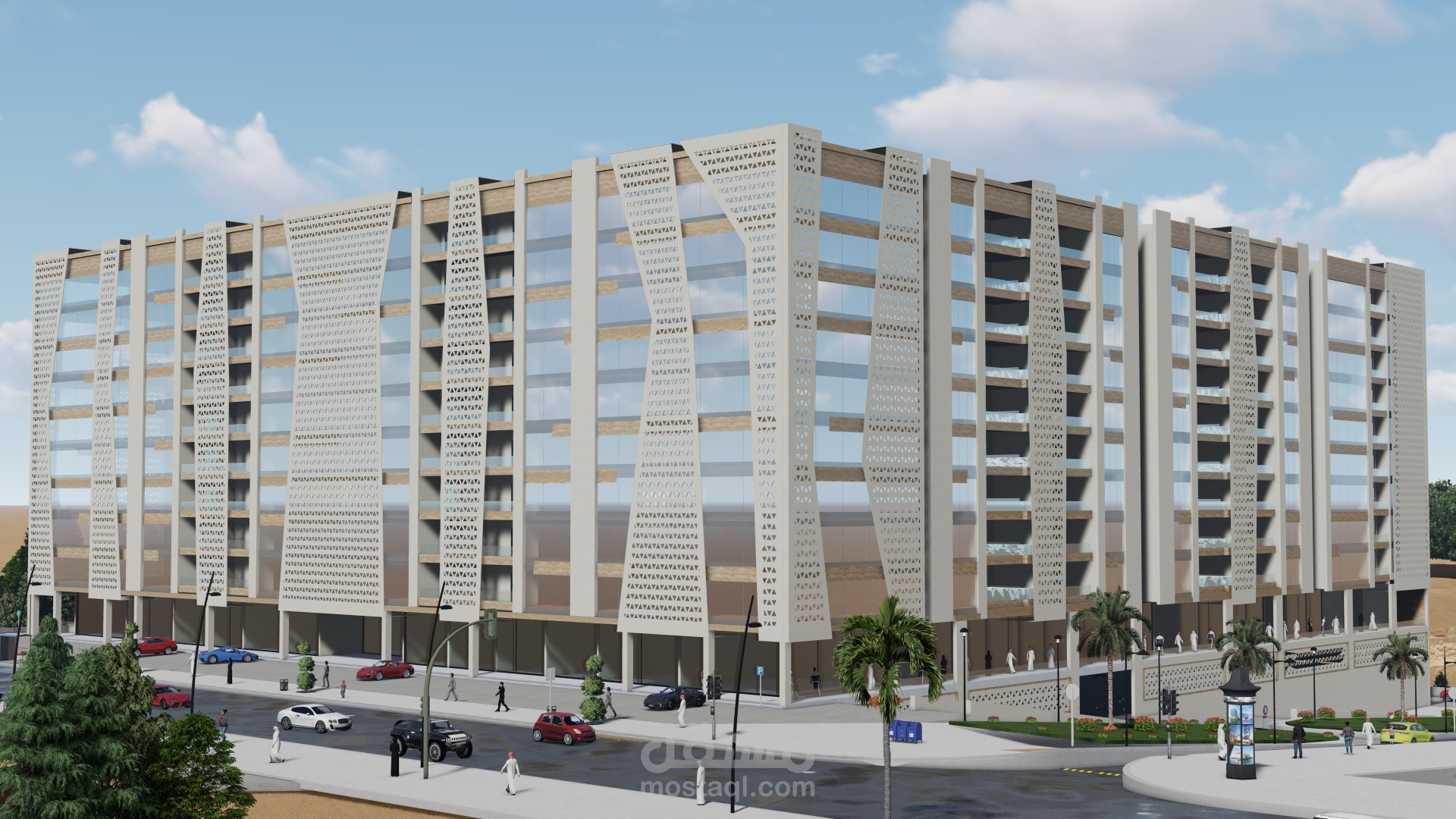 تصميم مبنى 10 طوابق سكني تجاري