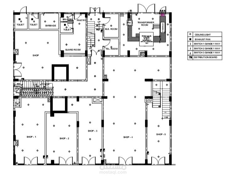 خرطة سقف لمبنى تجاري.. Electrical Ceiling drawing for commercial building
