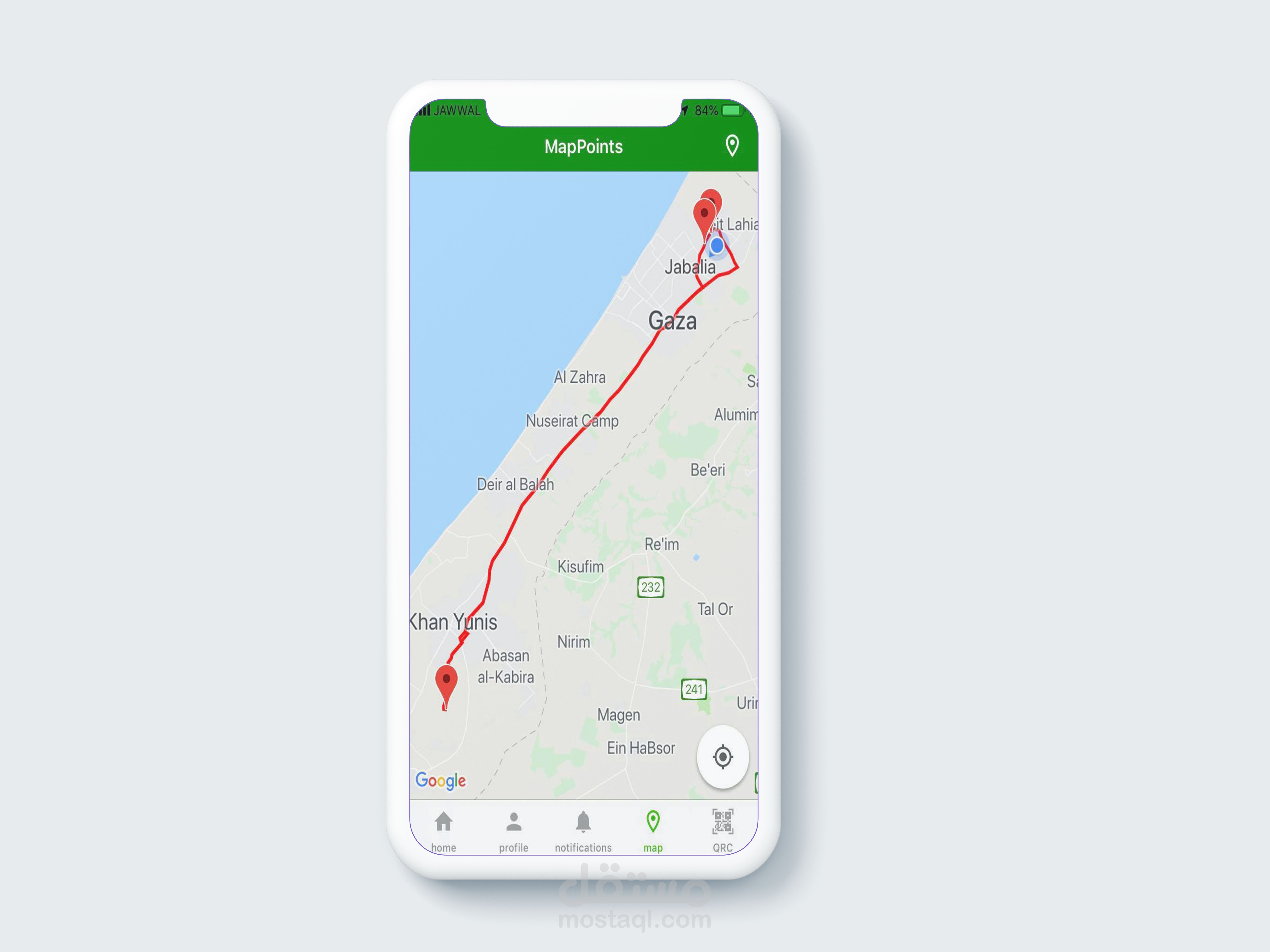 رسم Directions بين موقعين على خريطة قوقل IOS