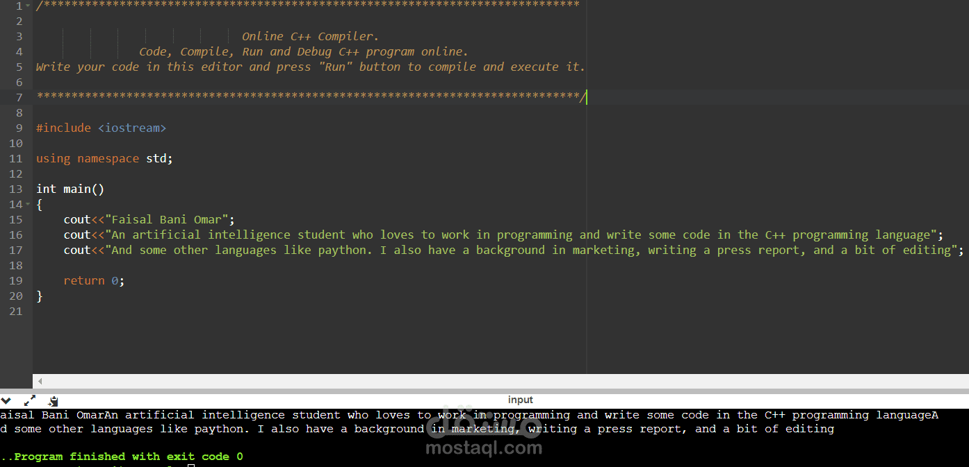 ++Introducing myself in c