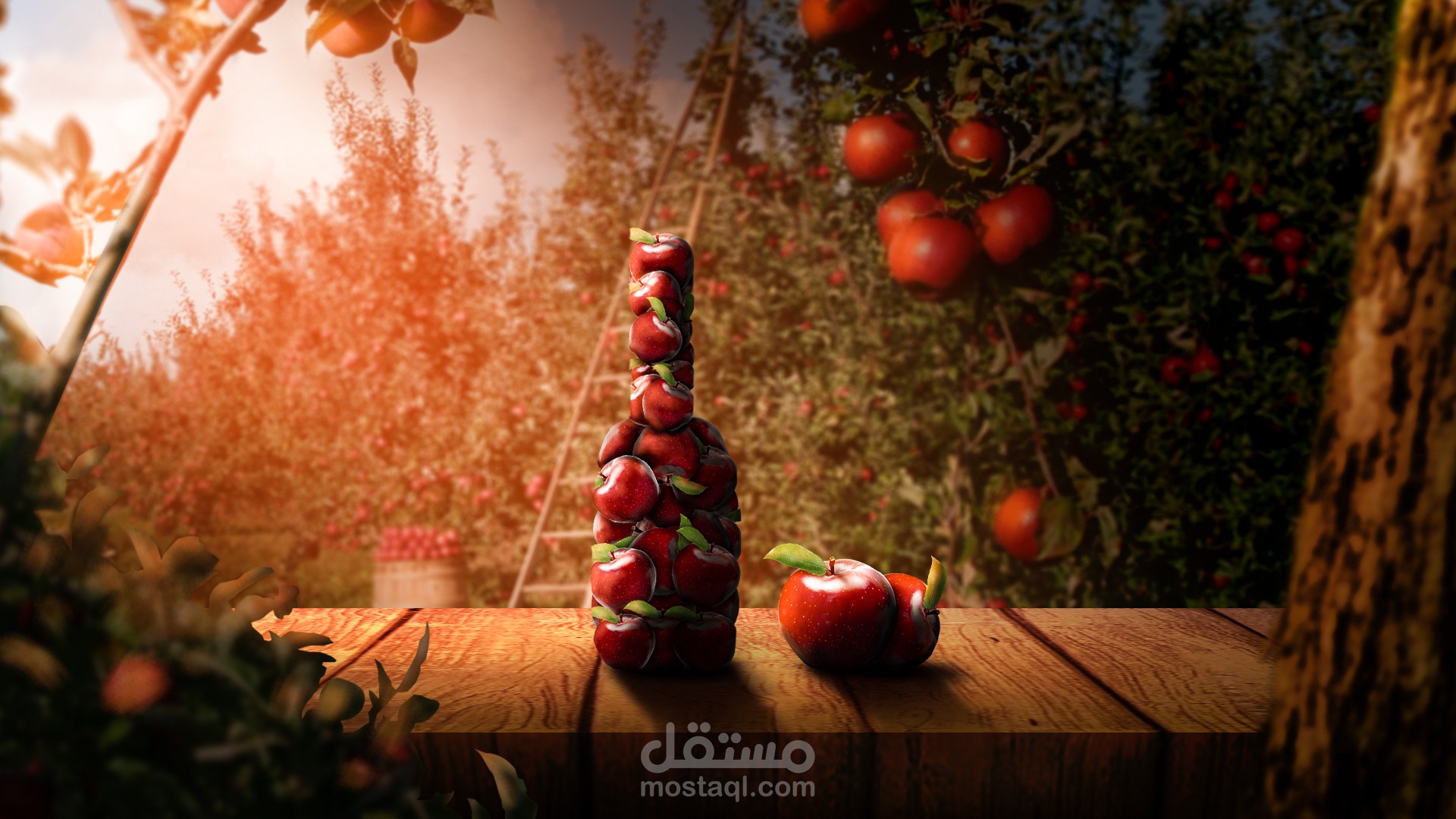 poster for social media post اعلان عصير تفاح