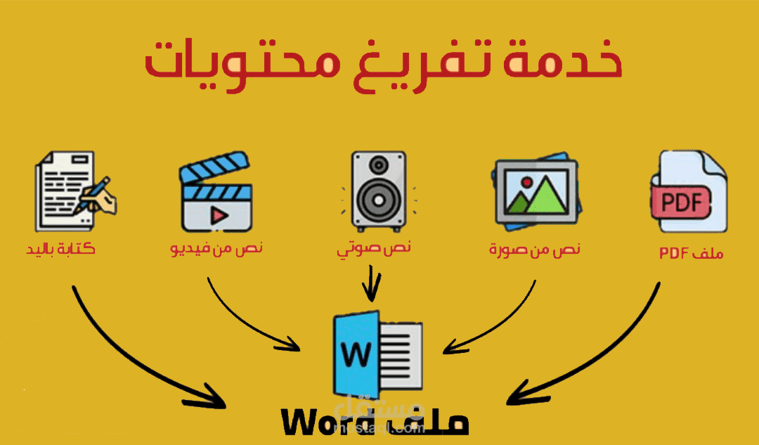 تفريغ محتويات صوتية و فيديوهات باللغه العربيه والانجليزيه