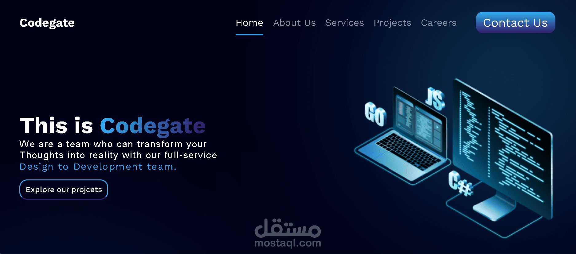 صفحة هبوط Codegate لخدمات تطوير البرمجيات