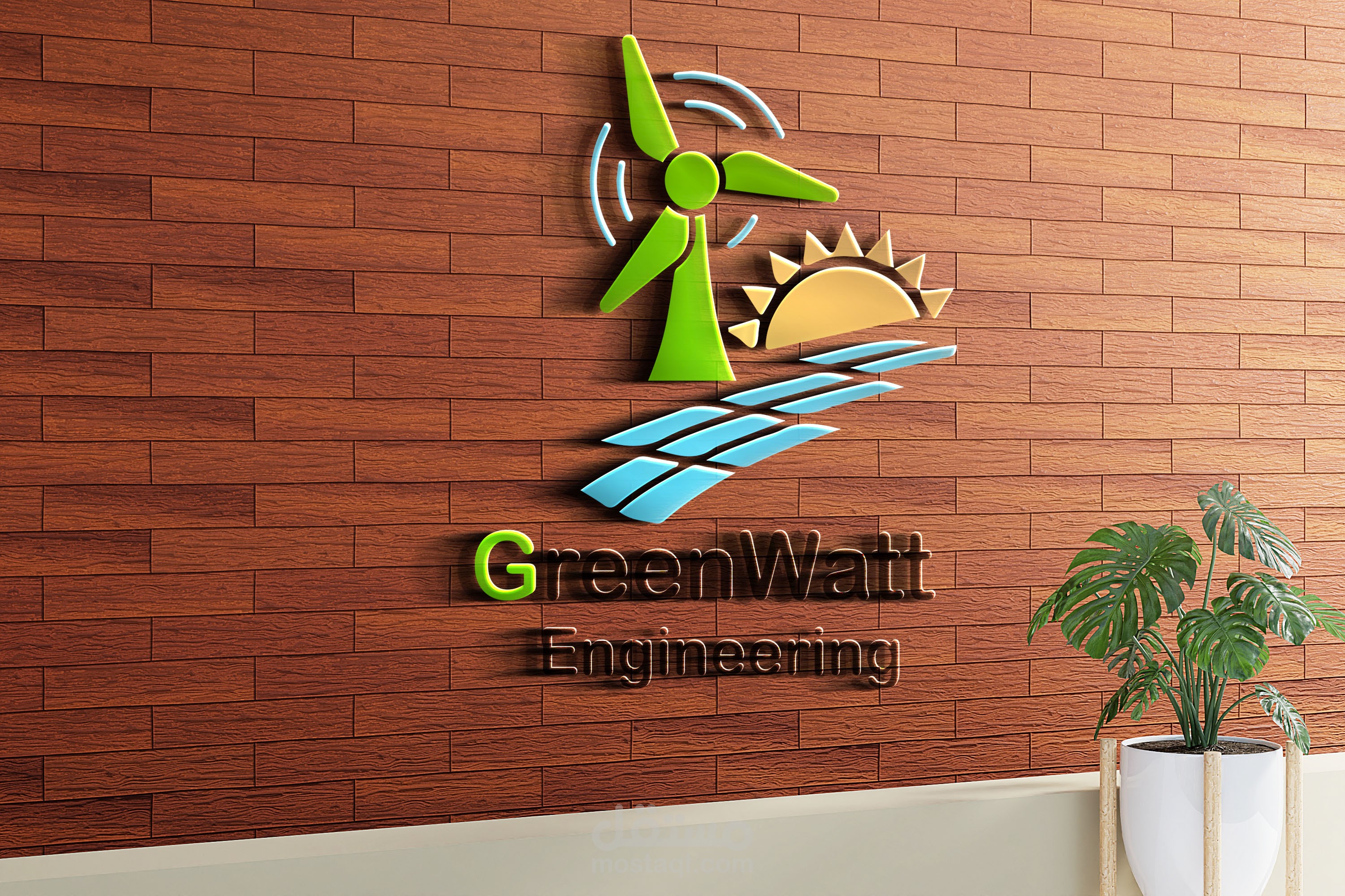 تصميم logo لصالح شركة قرين واط الهندسية