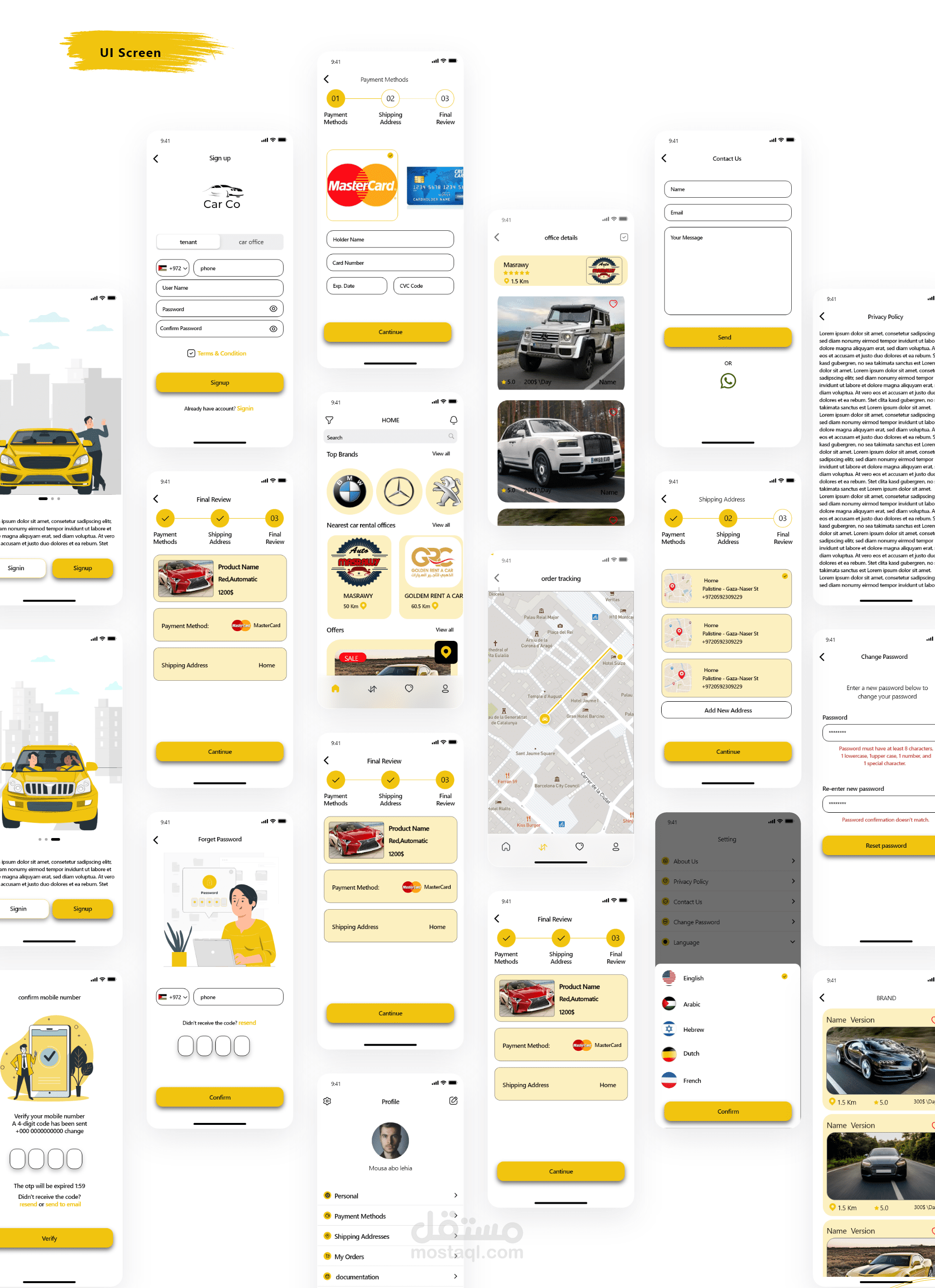 تصميم تطبيقات الموبايل لتأجير السيارات | UX UI
