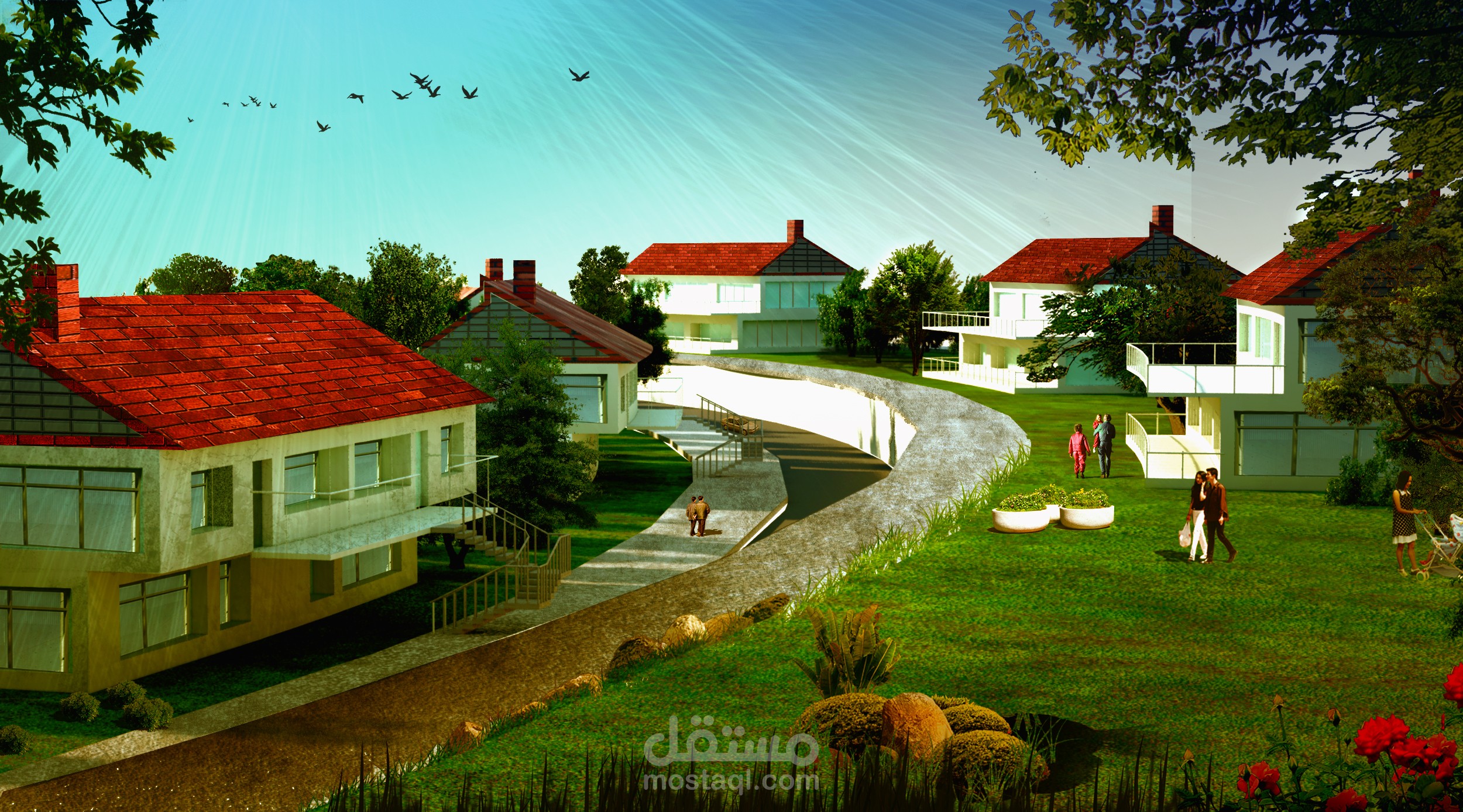 تصميم  لشاليهات تيراسية  و فيلل  + 2d +3d