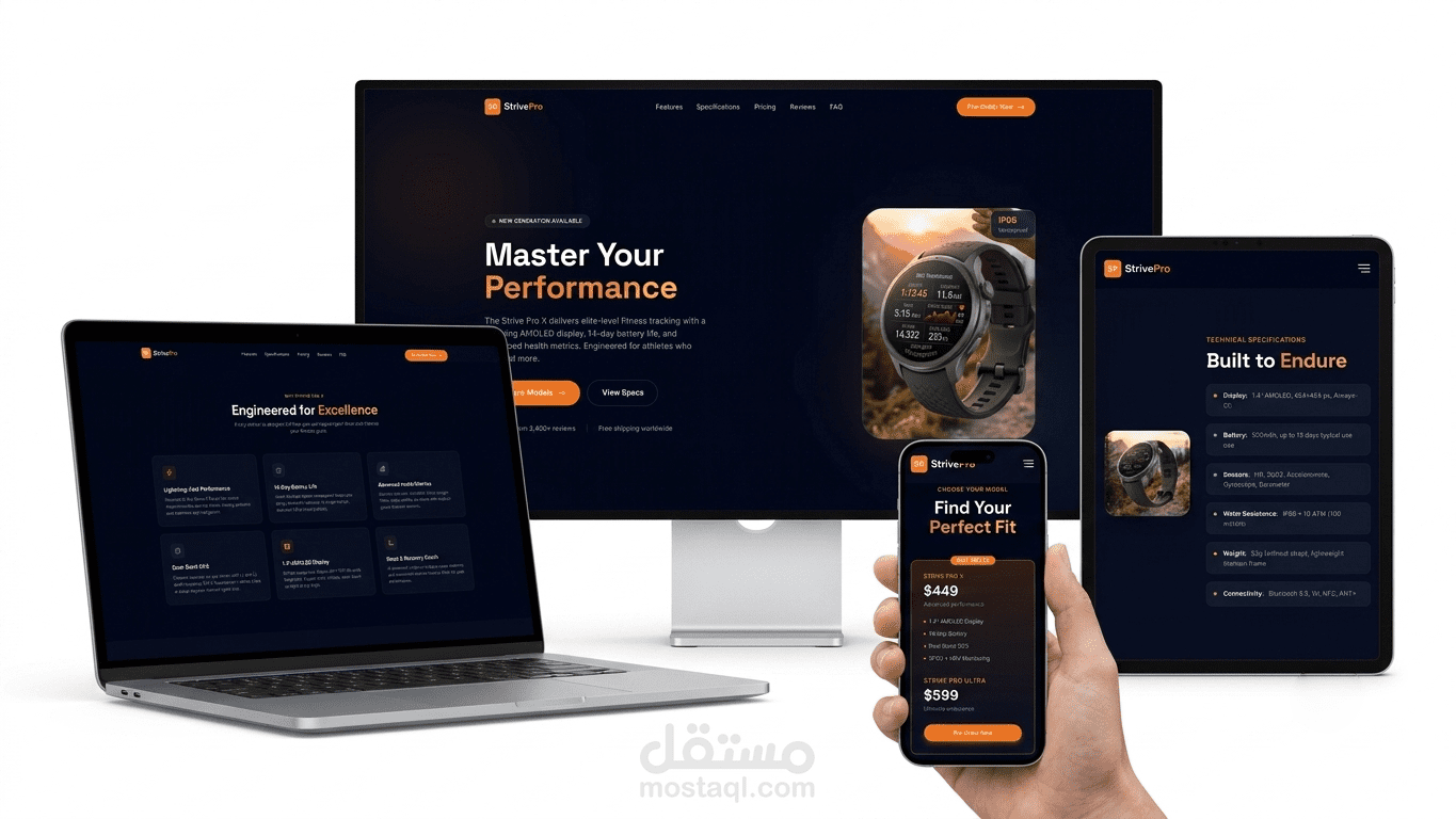 صفحة هبوط منتج متجاوبة لـ StrivePro