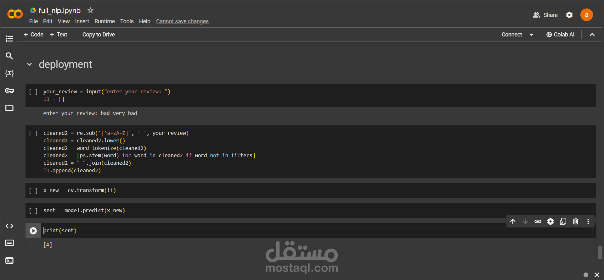 Full-NLP for restaurant review by Ai