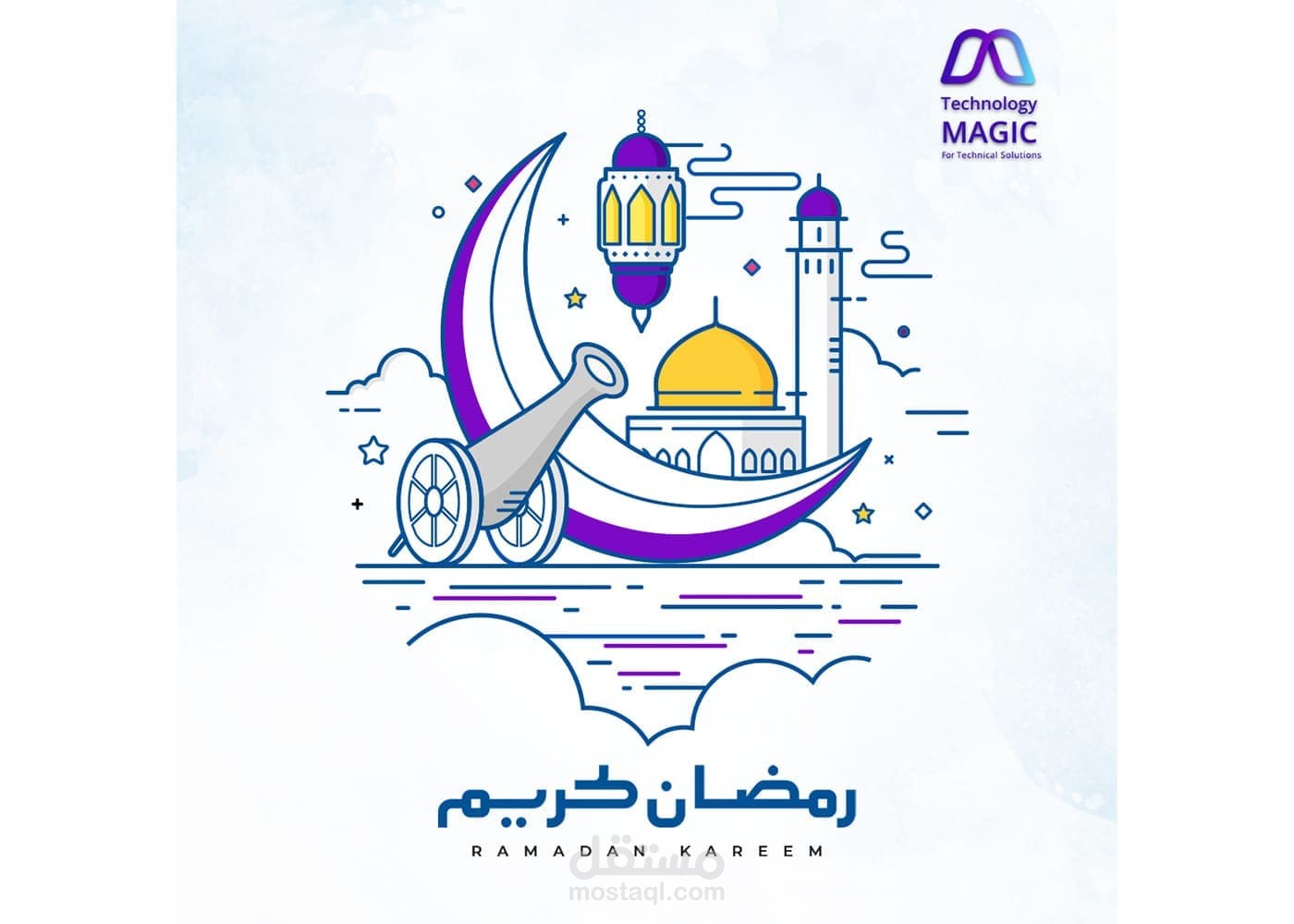 تصميم سوشيال ميديا تهنئة شهر رمضان ل صالح شركة تكنولوجي ماجيك.