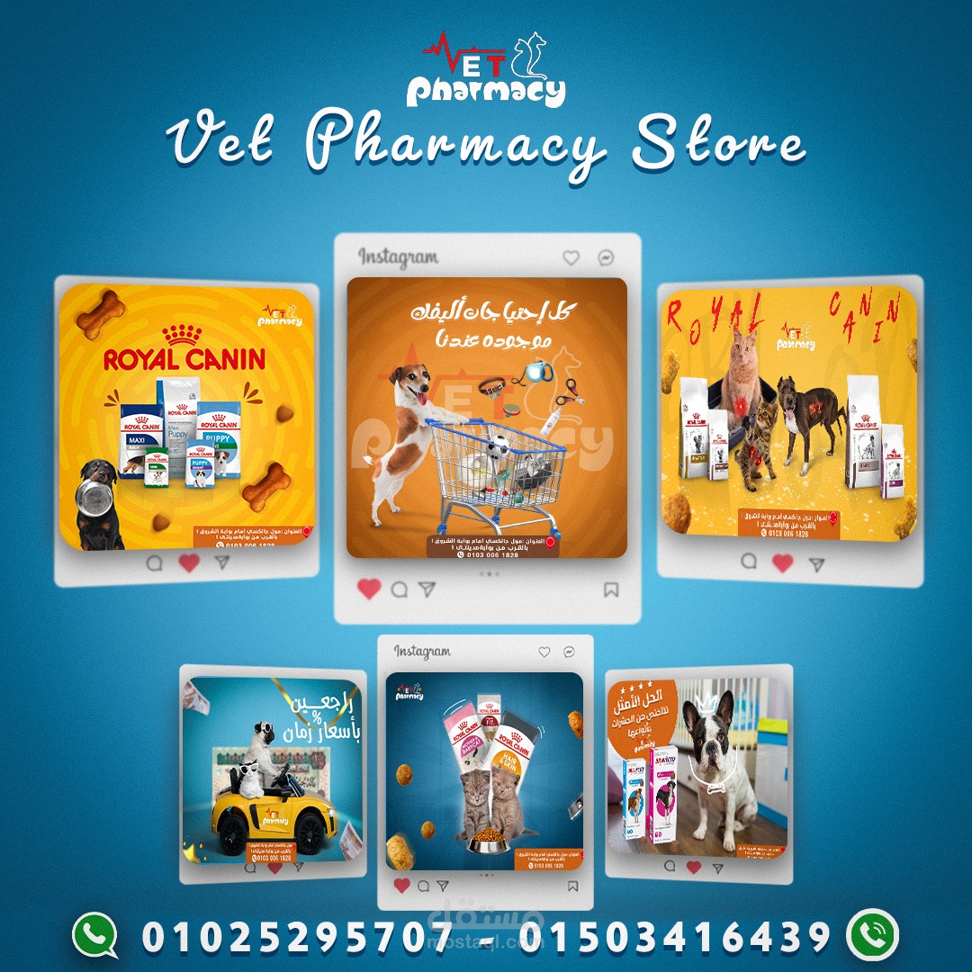 تصميمات سوشيل ميديا للعيادات الخاصه بالحيوانات الاليفه