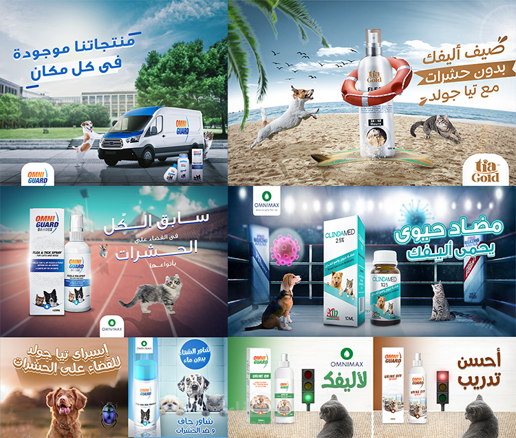 تصميمات إعلانية وهوية بصرية لعيادات الحيوانات الأليفة