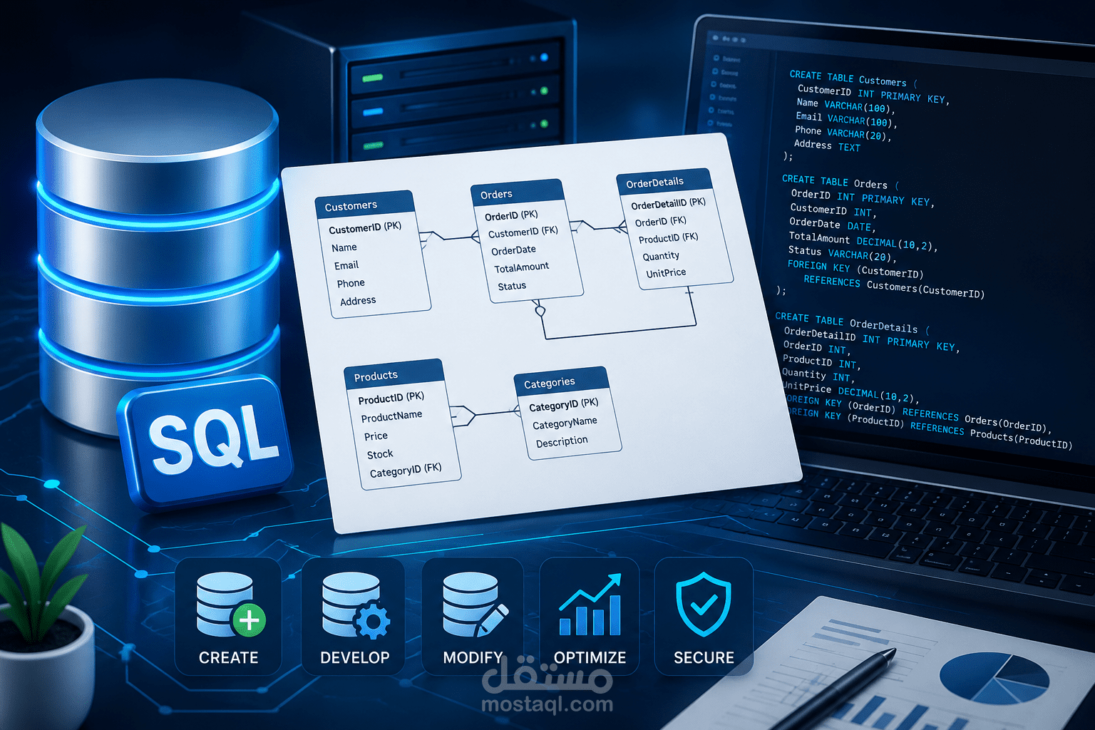 تصميم Database احترافية وتنظيم البيانات بكفاءة عالية