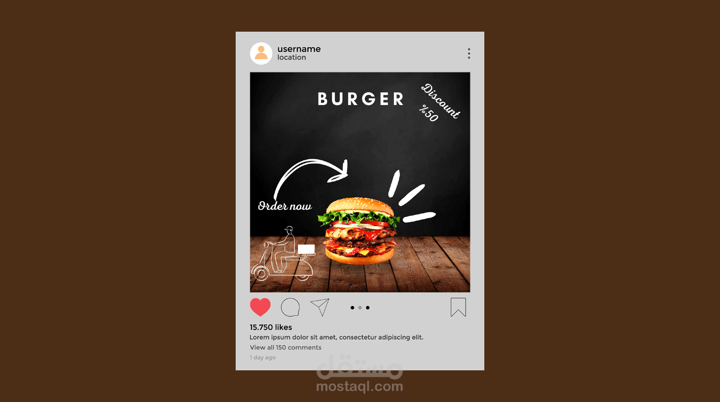 تصميم اعلان سوشيال ميديا لمطعم برجر