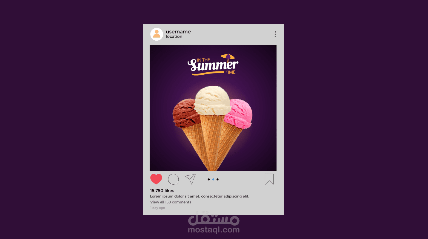 تصميم سوشيال ميديا لـ آيس كريم