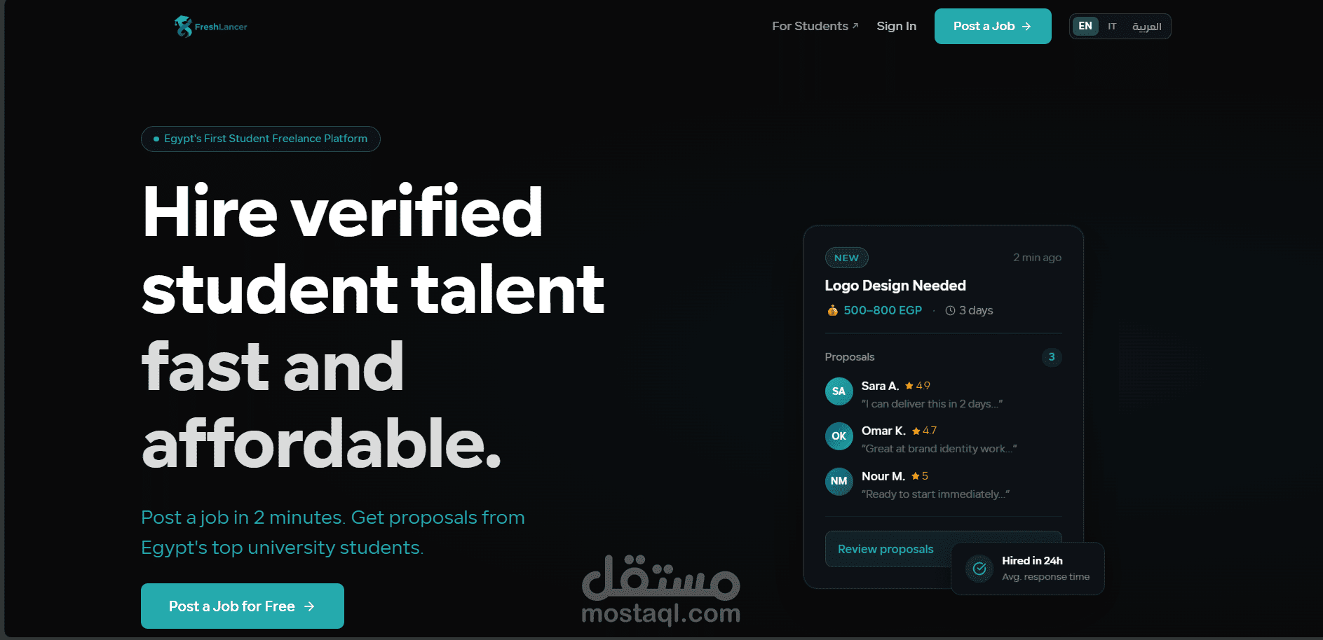 Freelancer Marketplace — Full-Stack Web Platform