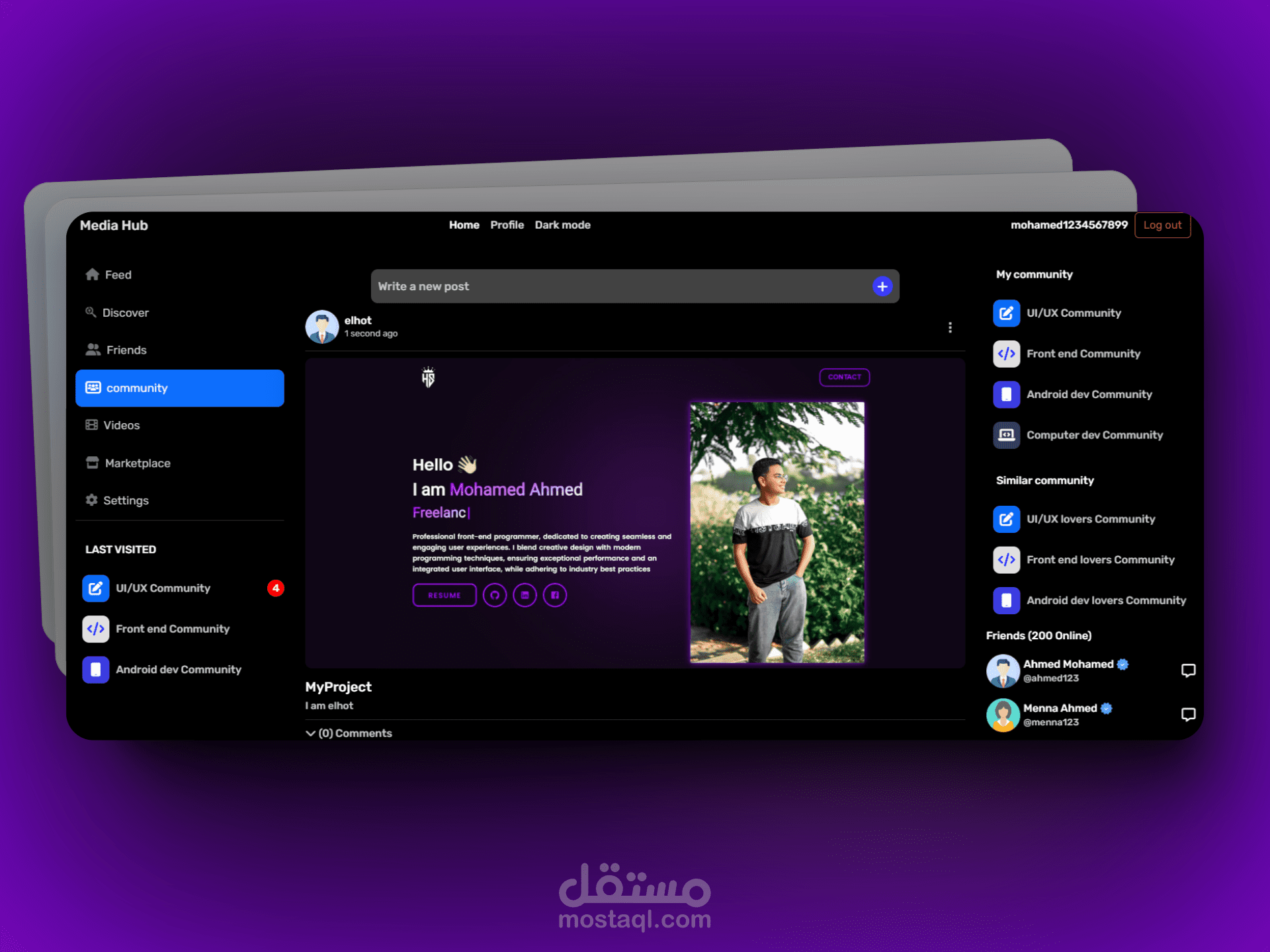 تطوير موقع تواصل اجتماعي متكامل باستخدام Js