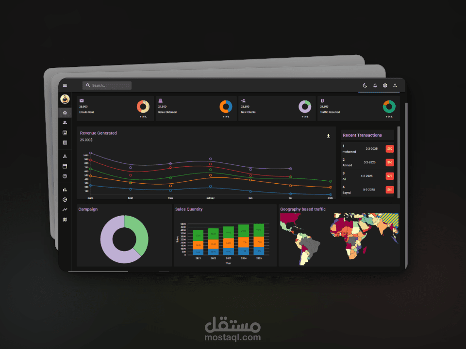 لوحة تحكم للإدارة - React Admin Dashboard