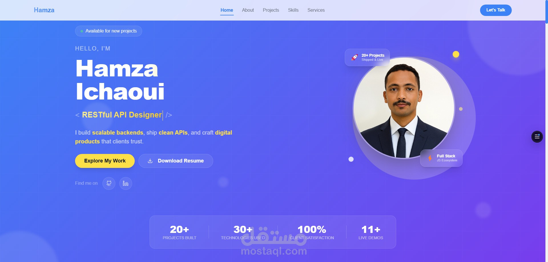 معرض اعمالي - مطور Full Stack محترف