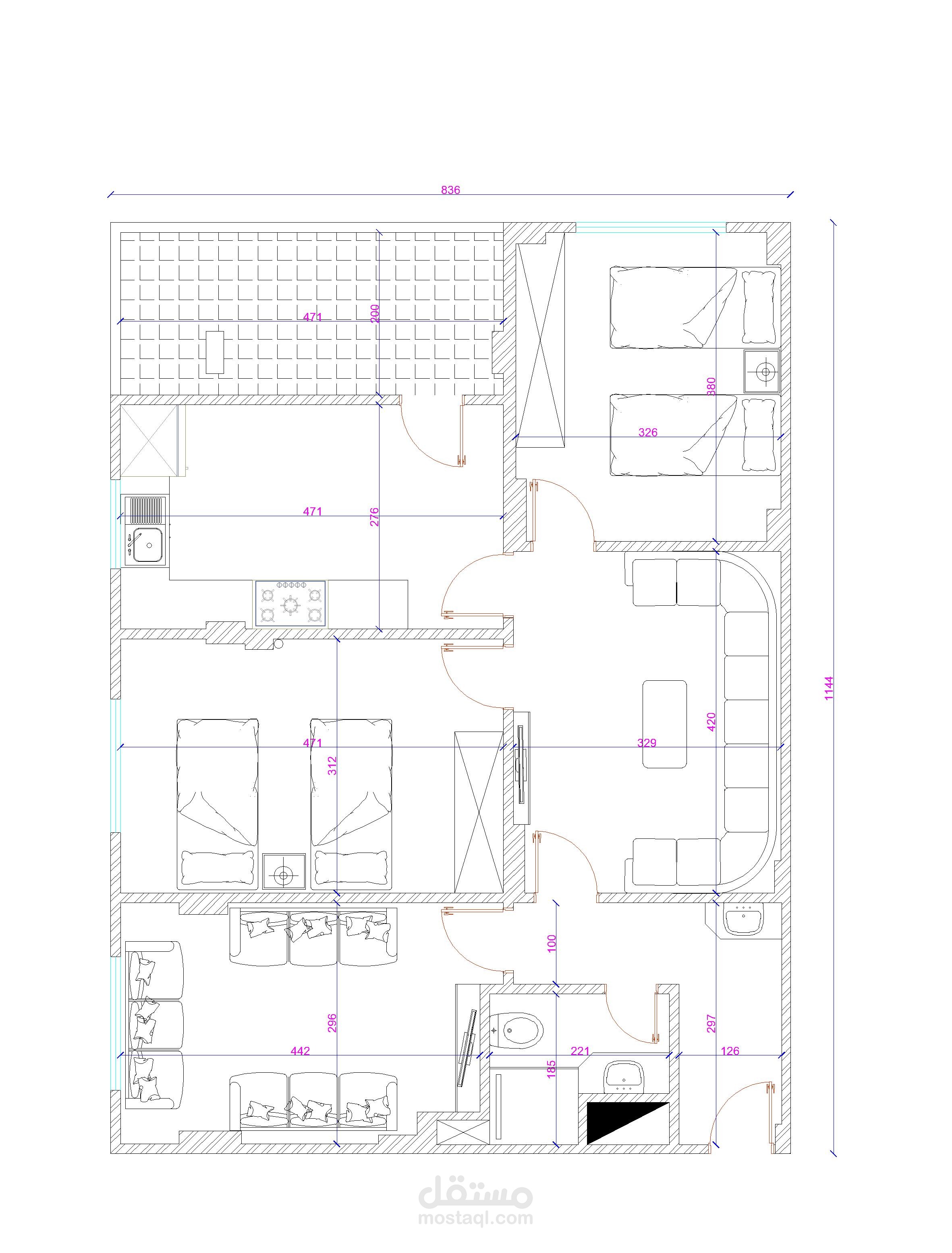 مخطط شقة سكنية في سوريا