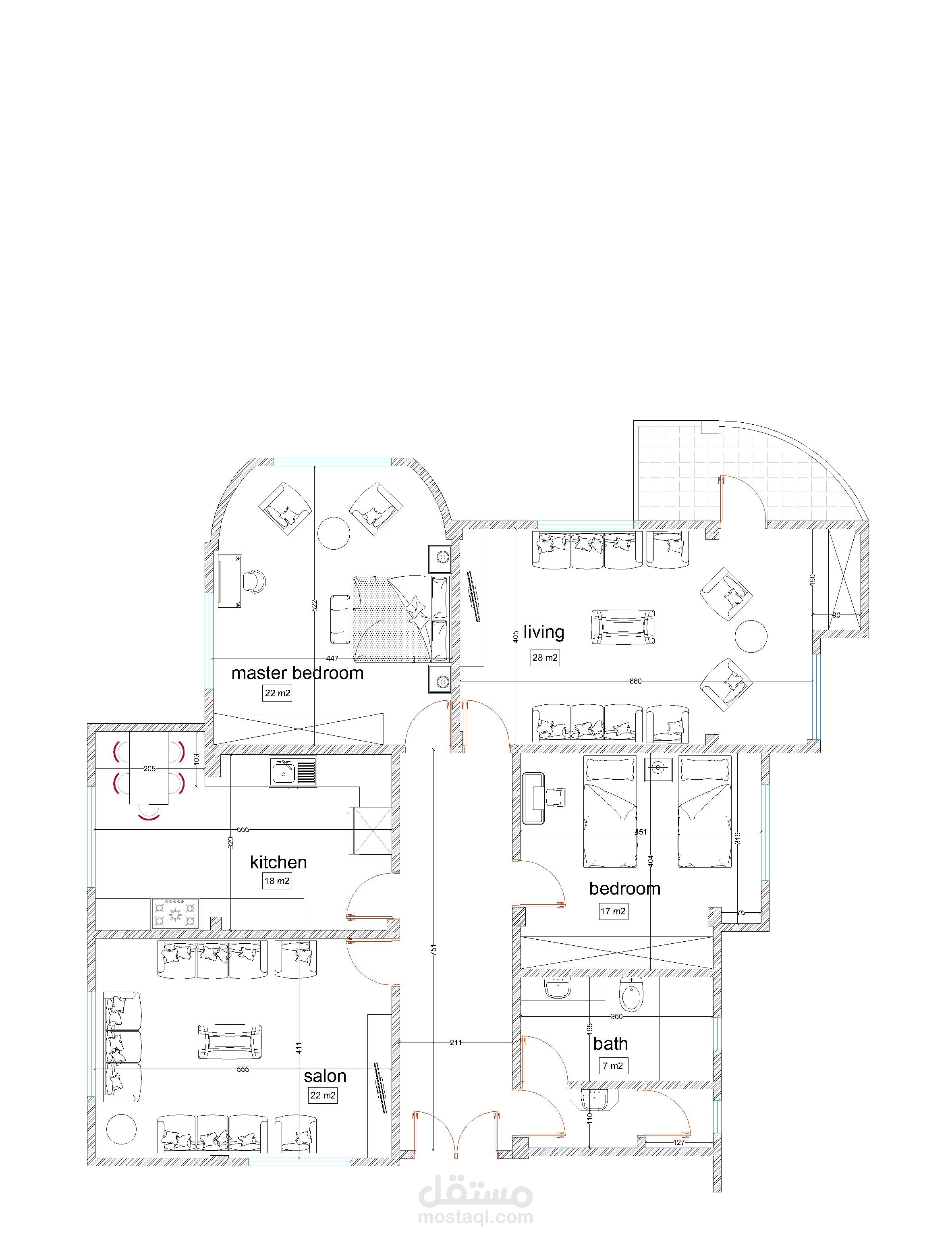 مخطط شقة سكنية في سوريا
