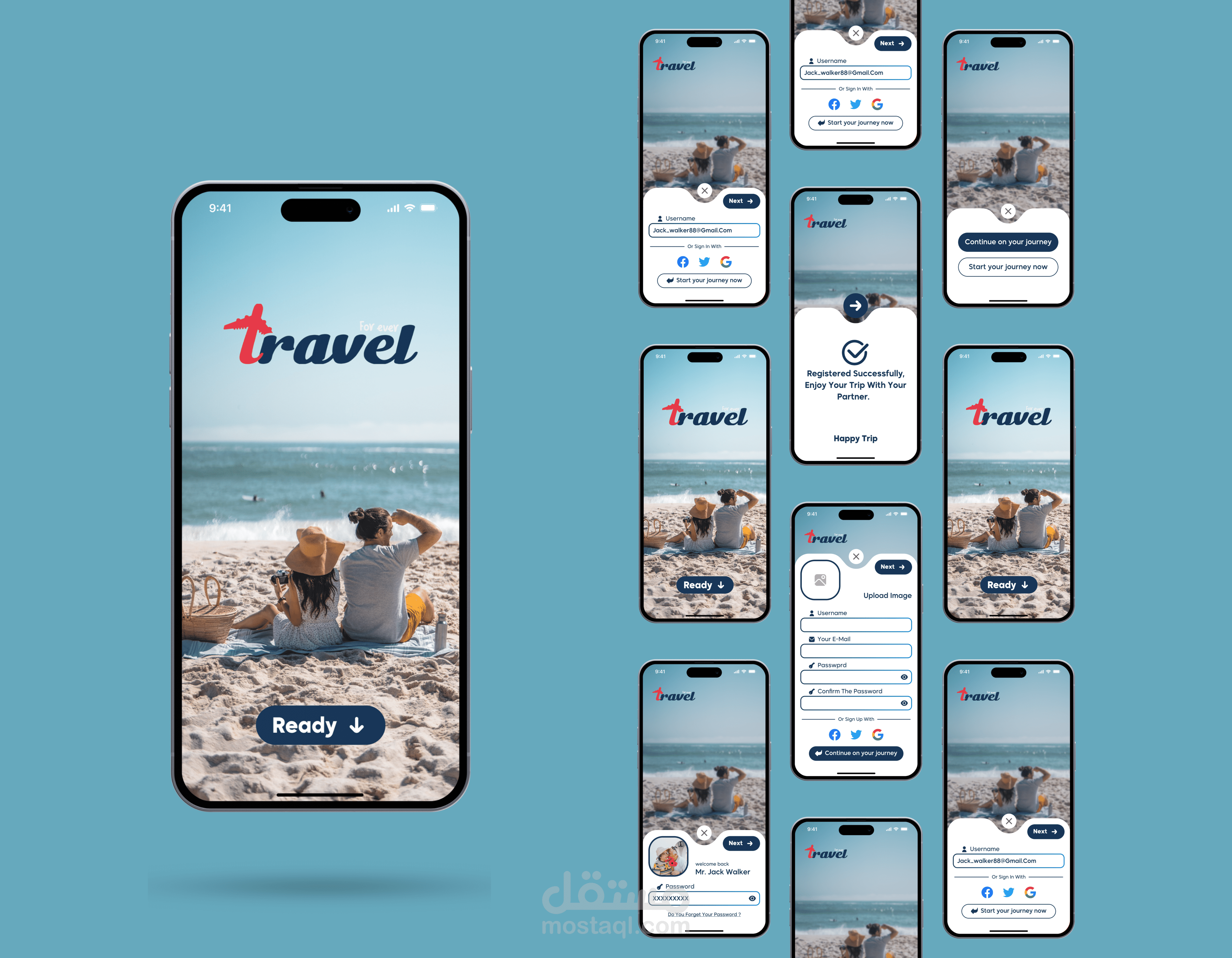 تصميم هوية بصرية و UI/UX لشركة سياحة باسم Travel For Ever