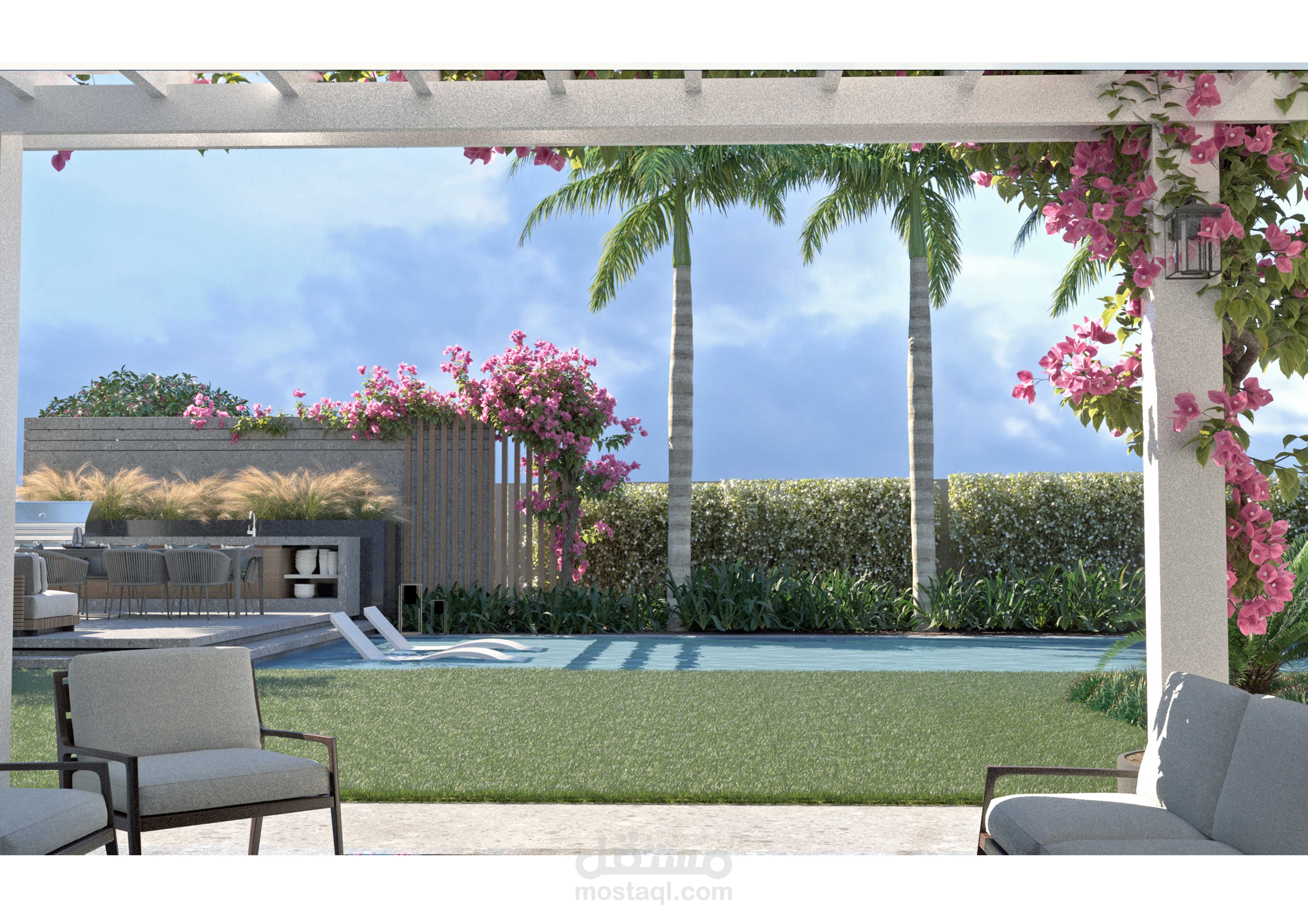 لاندسكيب فيلا سكنية (Backyard)  Location: KSA