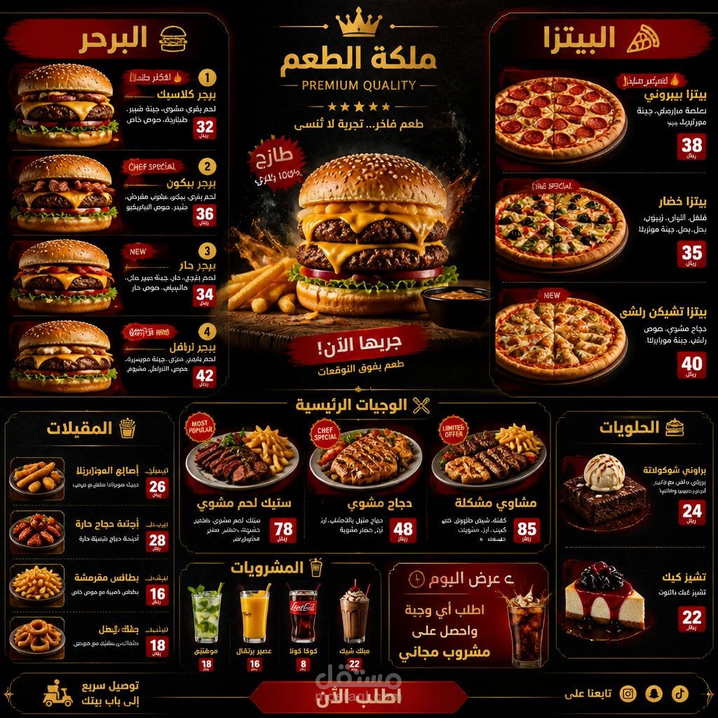 منيومطاعم قابل لتعديل