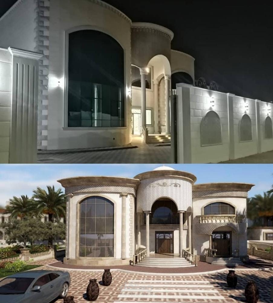 فيلا سكنية خاصة مكونة من طابقين وملحق بها مطبخ خارجي وتم تنفيذها ومرفق صورها