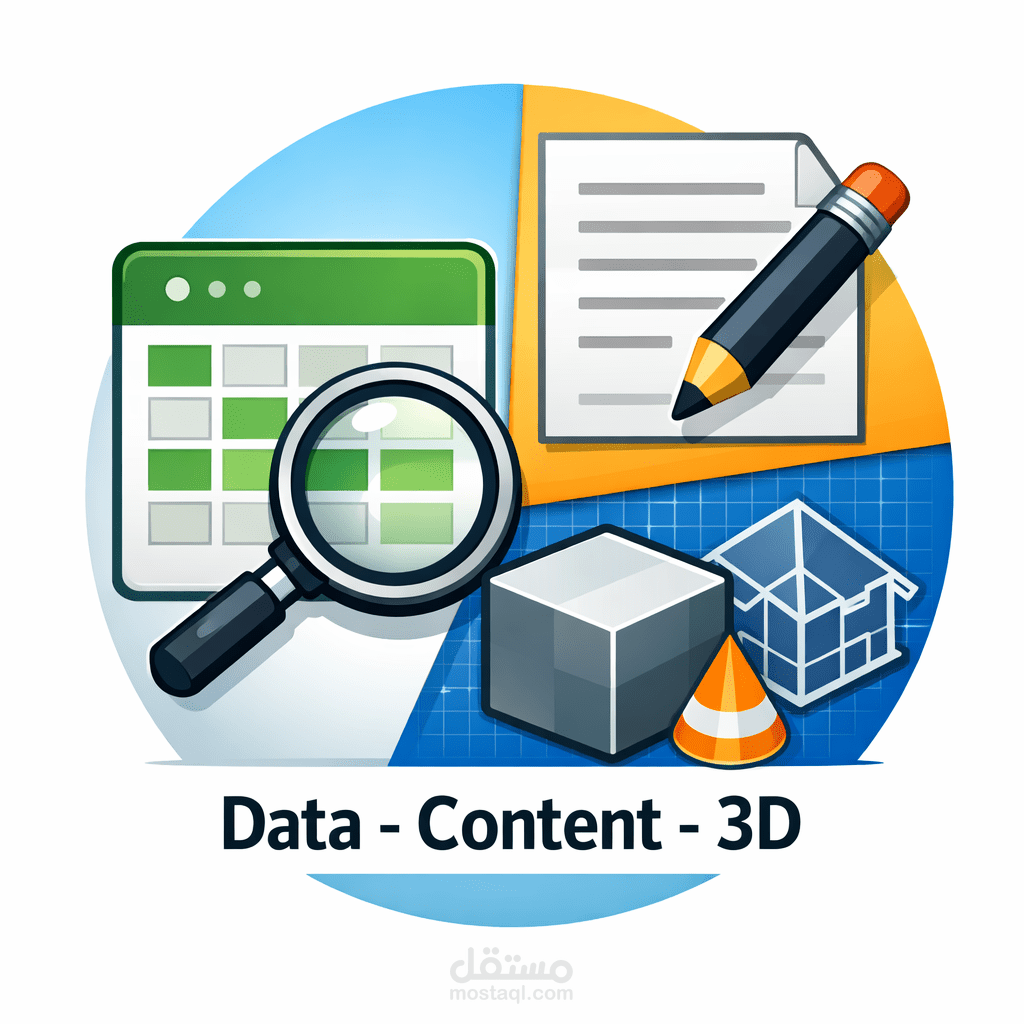 “أخصائي إدخال بيانات، كتابة محتوى وتصميم 3D” ✅