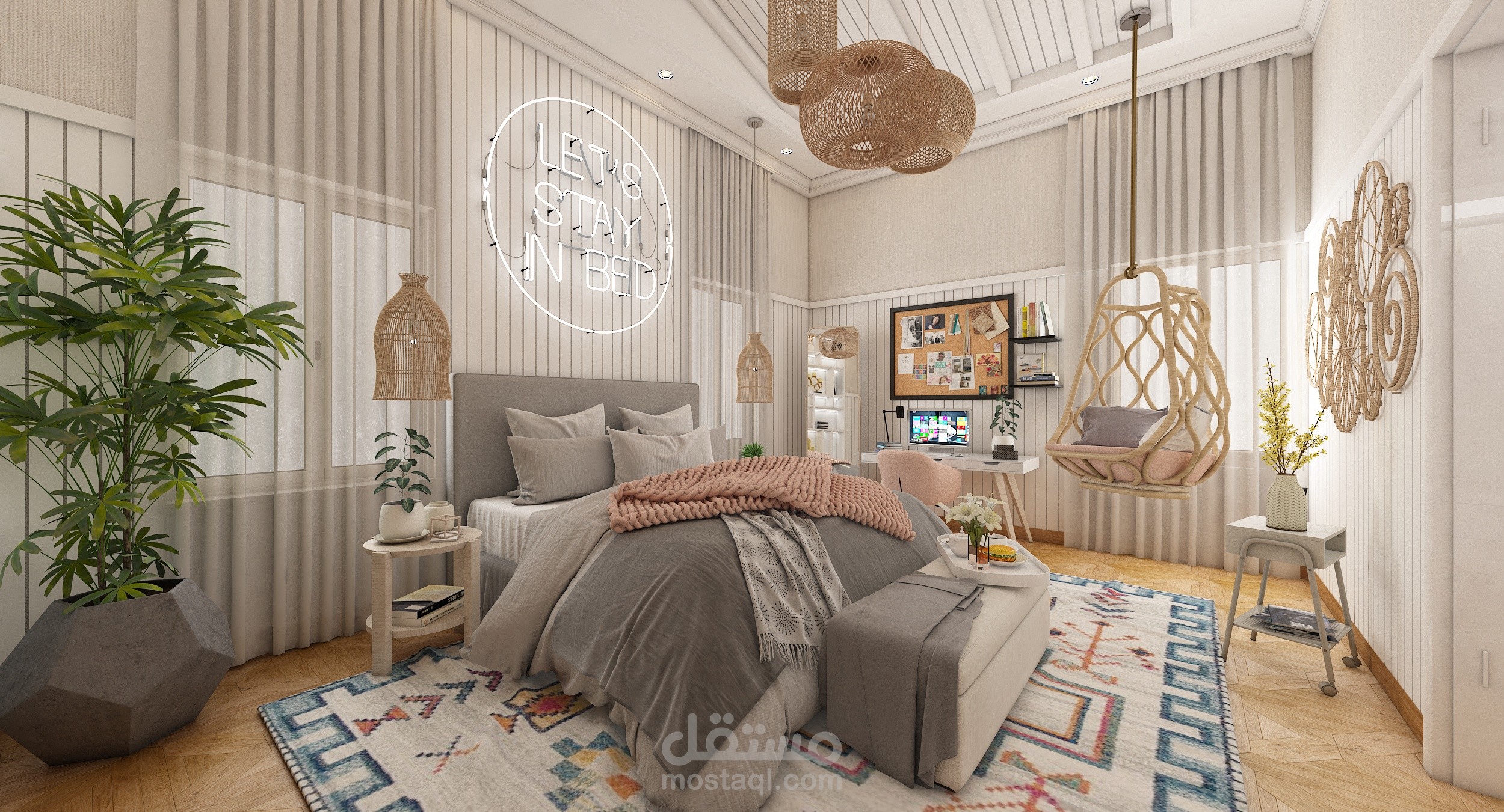 غرفه نوم لفتاة بفيلا خاصة