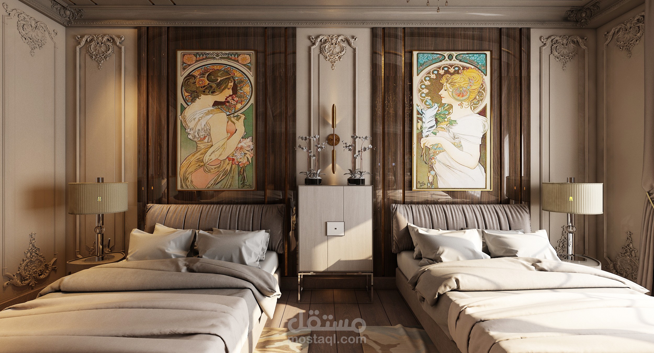 غرفة نوم للضيوف بفيلا خاصة