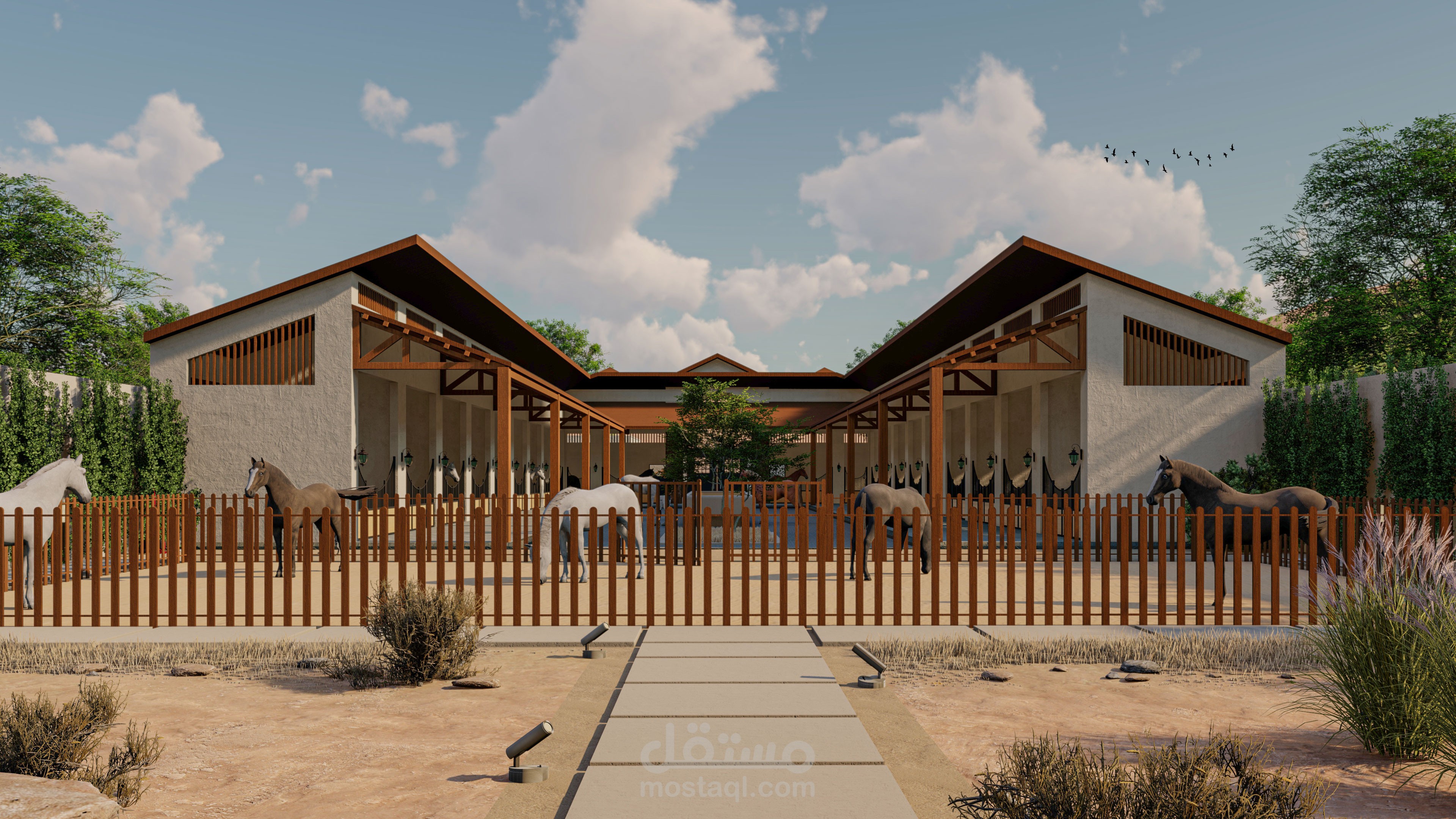 تصميم اسطبل خيول متكامل