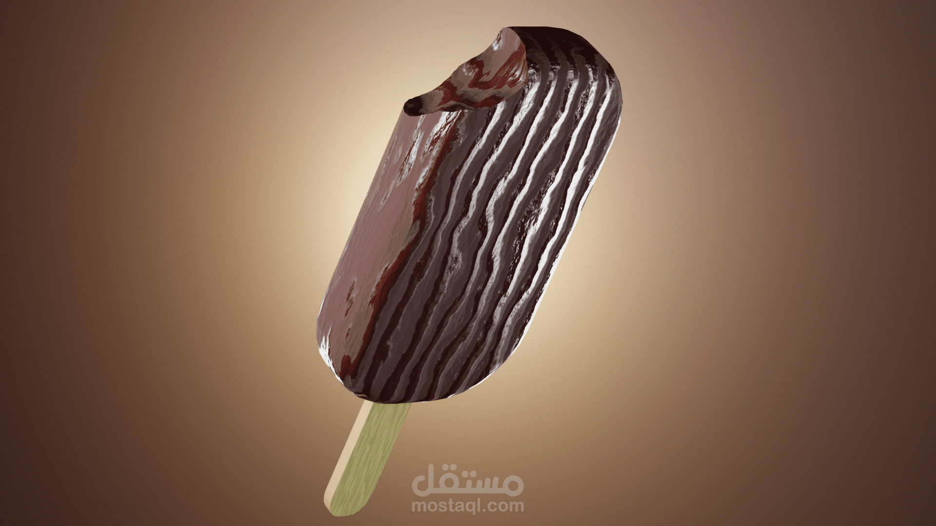 ايس كريم شيكولاتة ينبض بالحياة في فيديو ثلاثي الأبعاد
