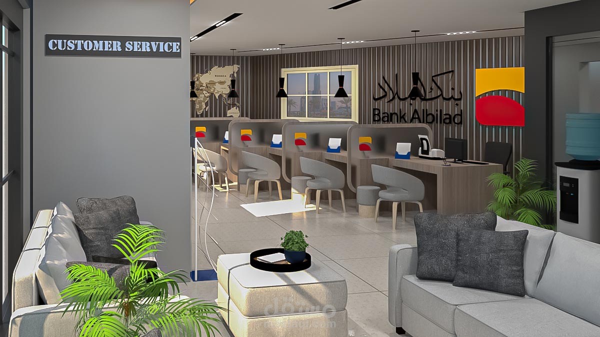 تصميم داخلى لبنك في المملكة العربية السعودية