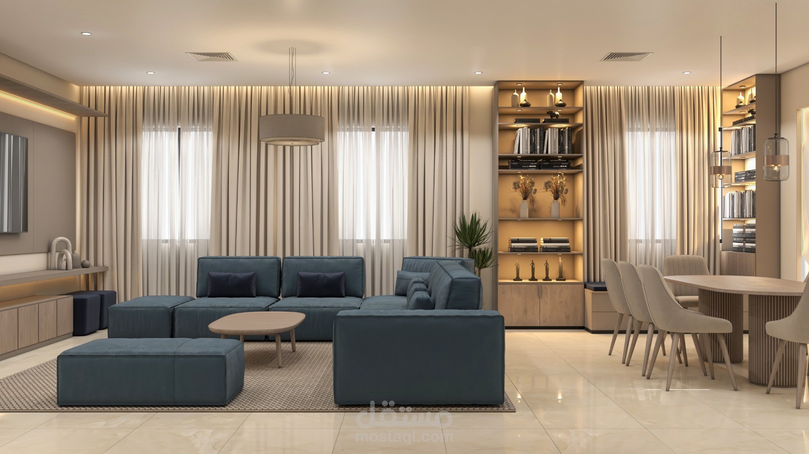 تصميم داخلى لريسبشن فيلا فى الكويت