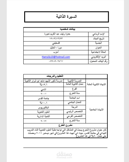 اعداد السيرة الذاتية