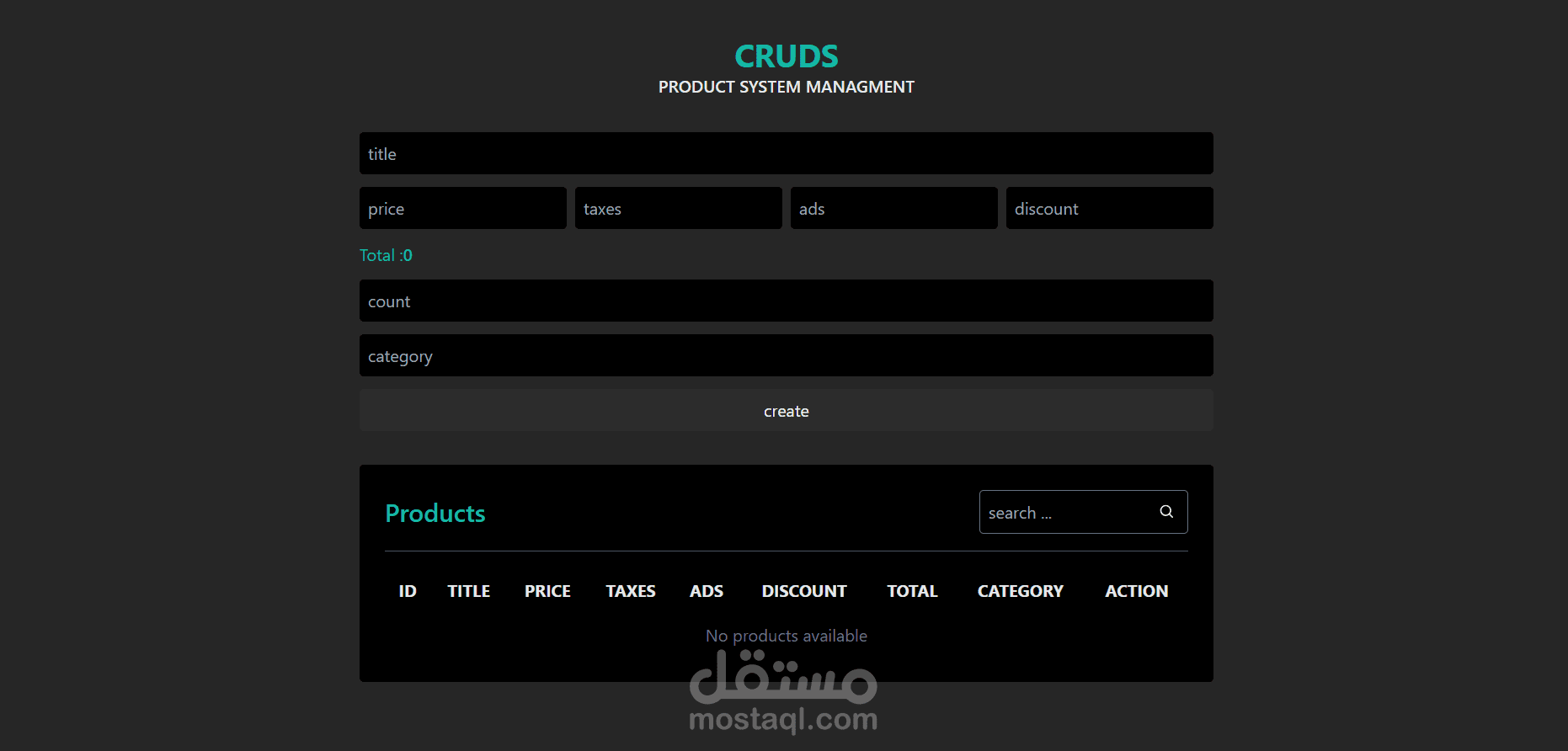 project system management (crud)