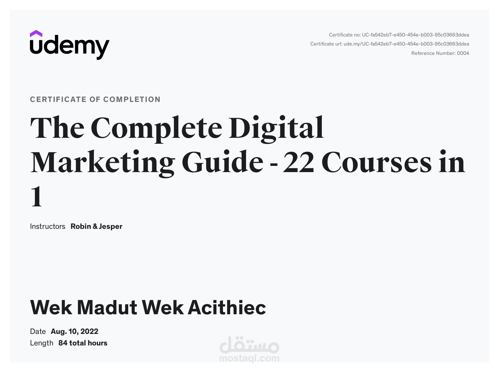 شهادة The Complete Digital Marketing Guide - 22 Courses in 1